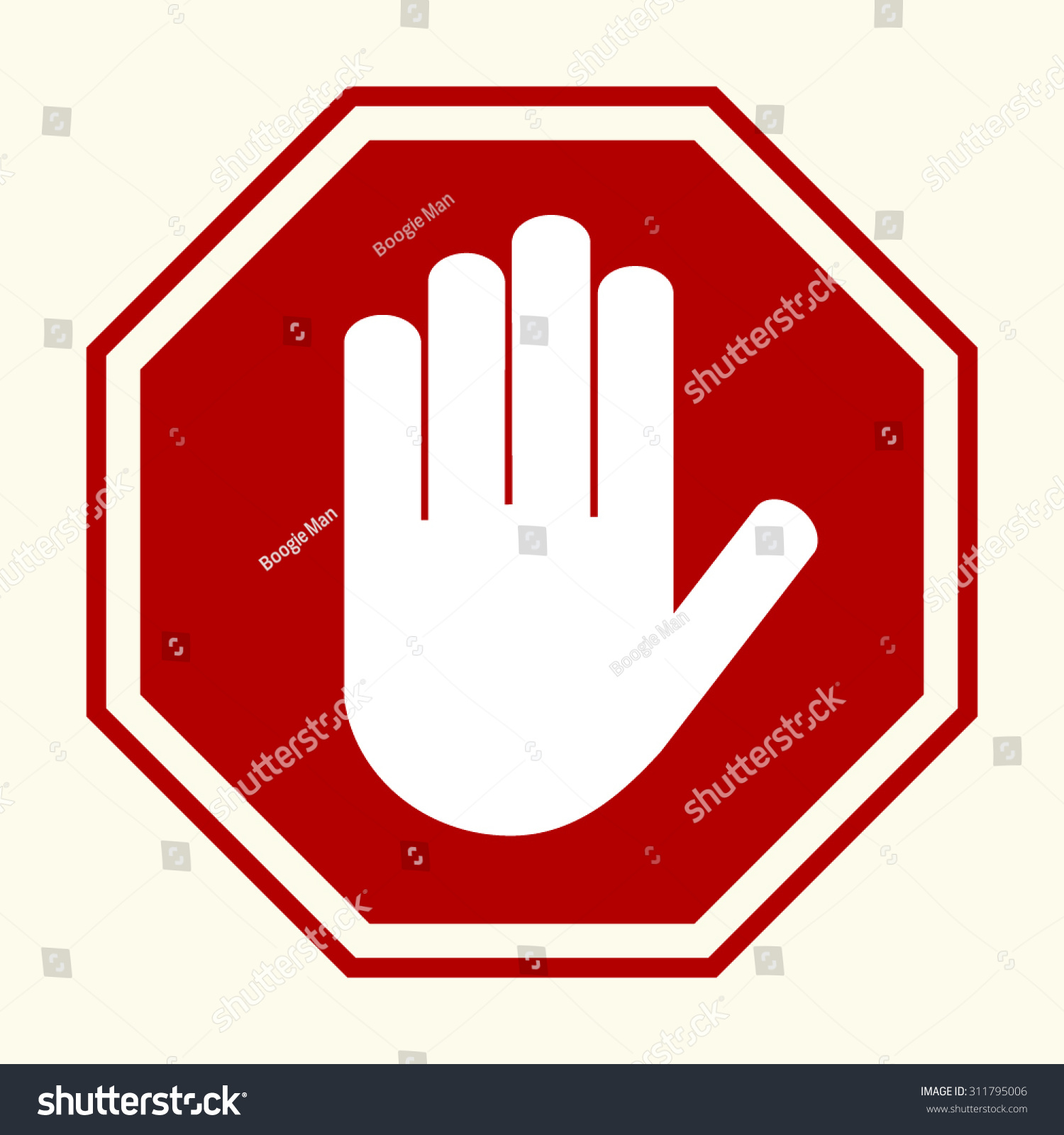 Vektor Stok Stop Sign White Hand Red Octagonal Tanpa Royalti Shutterstock