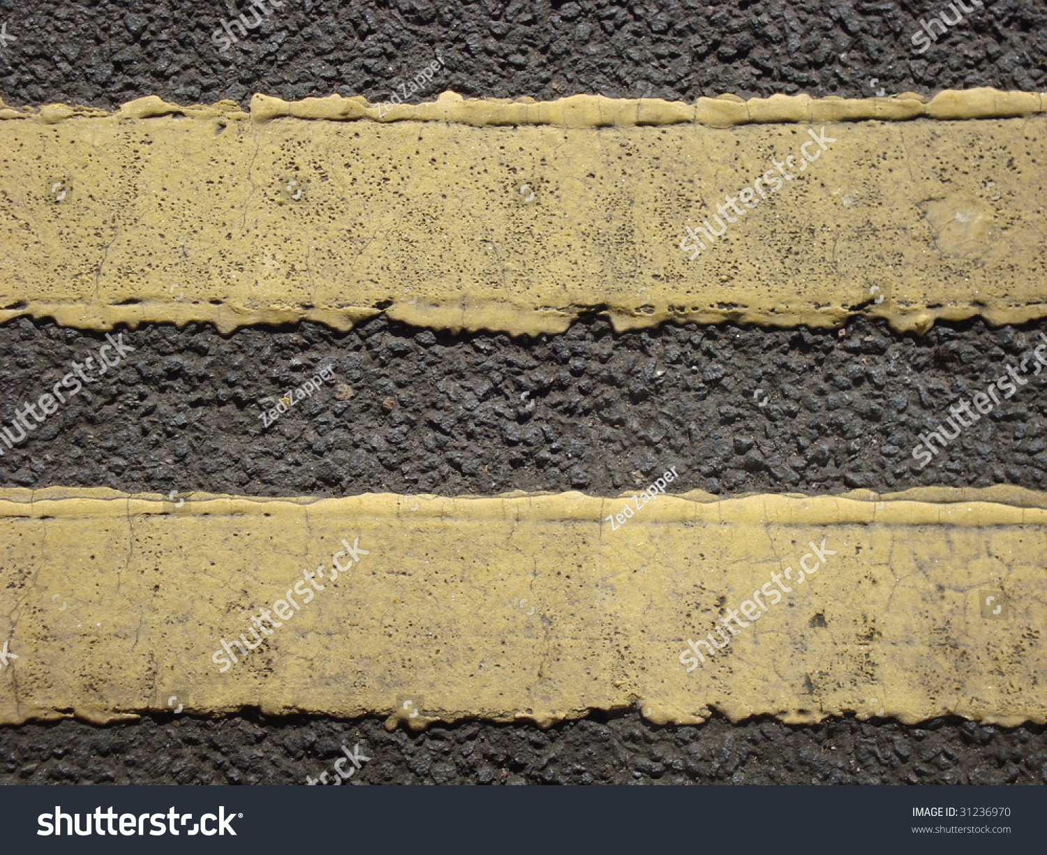 Double Yellow Road Lines Markings Stock Photo 31236970 