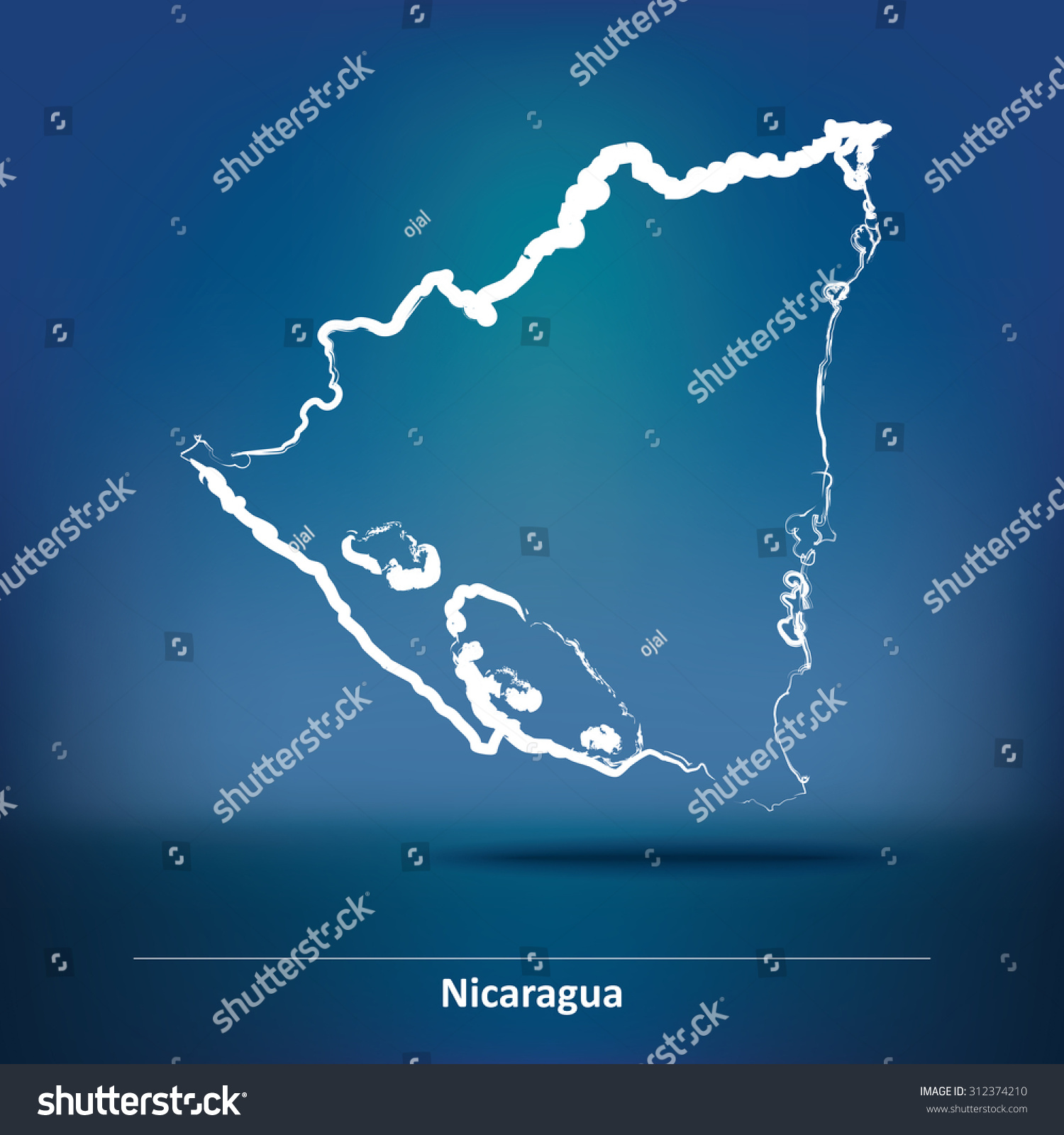 Doodle Map Nicaragua Vector Illustration   Stock Vector Doodle Map Of Nicaragua Vector Illustration 312374210 