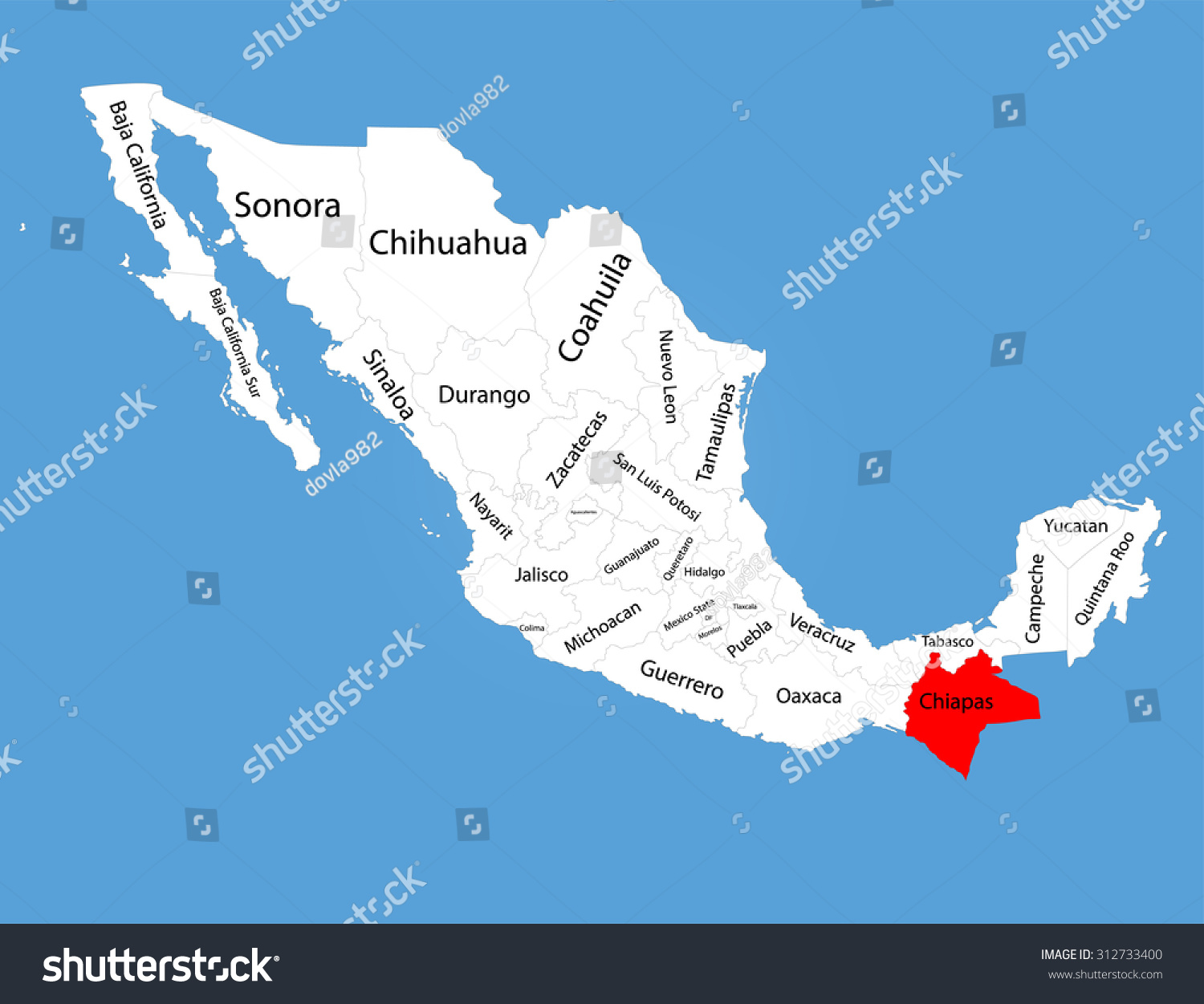 Chiapas Mexico Vector Map Silhouette Isolated Vector De Stock Libre De Regalías 312733400 7392