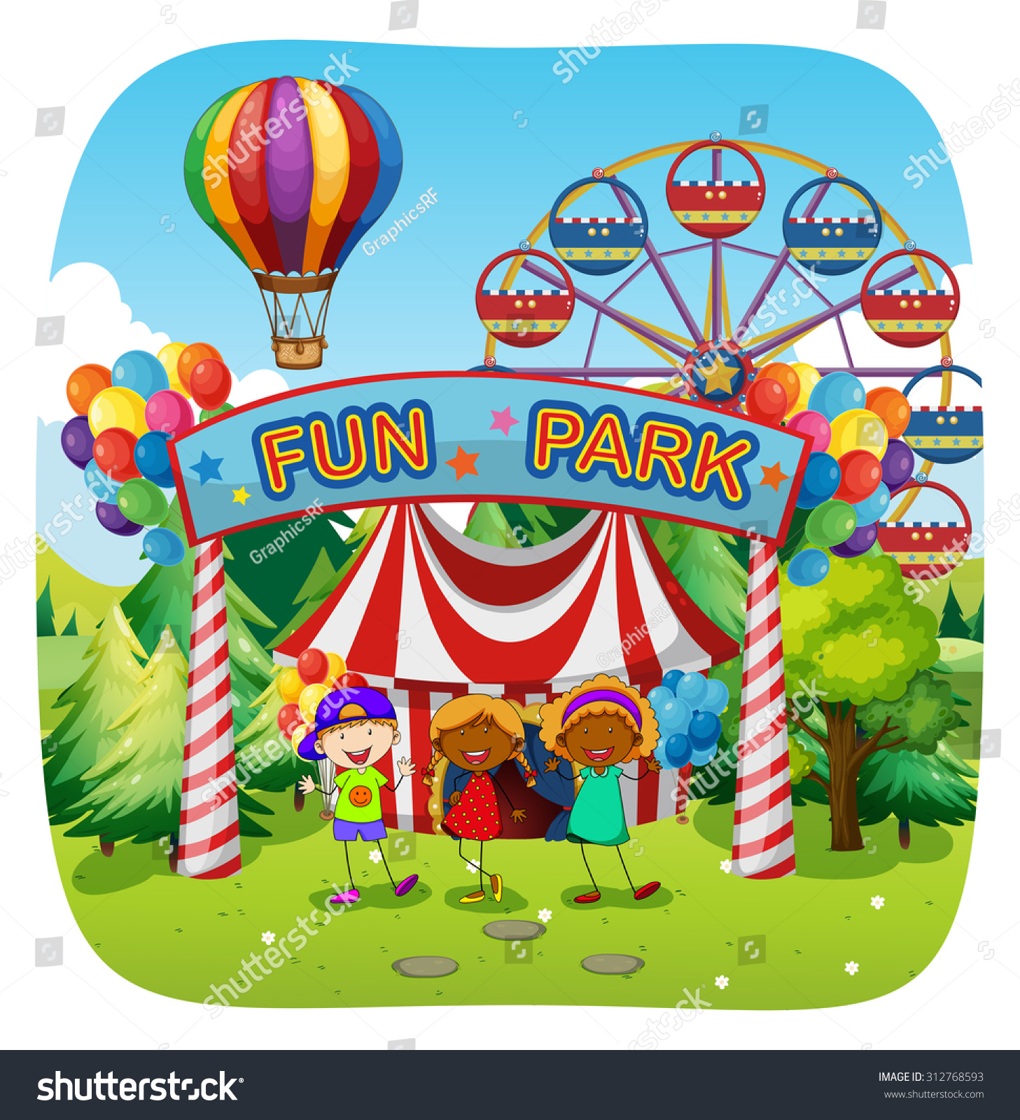 Children Having Fun Fun Park Illustration Stock Vector (Royalty Free ...