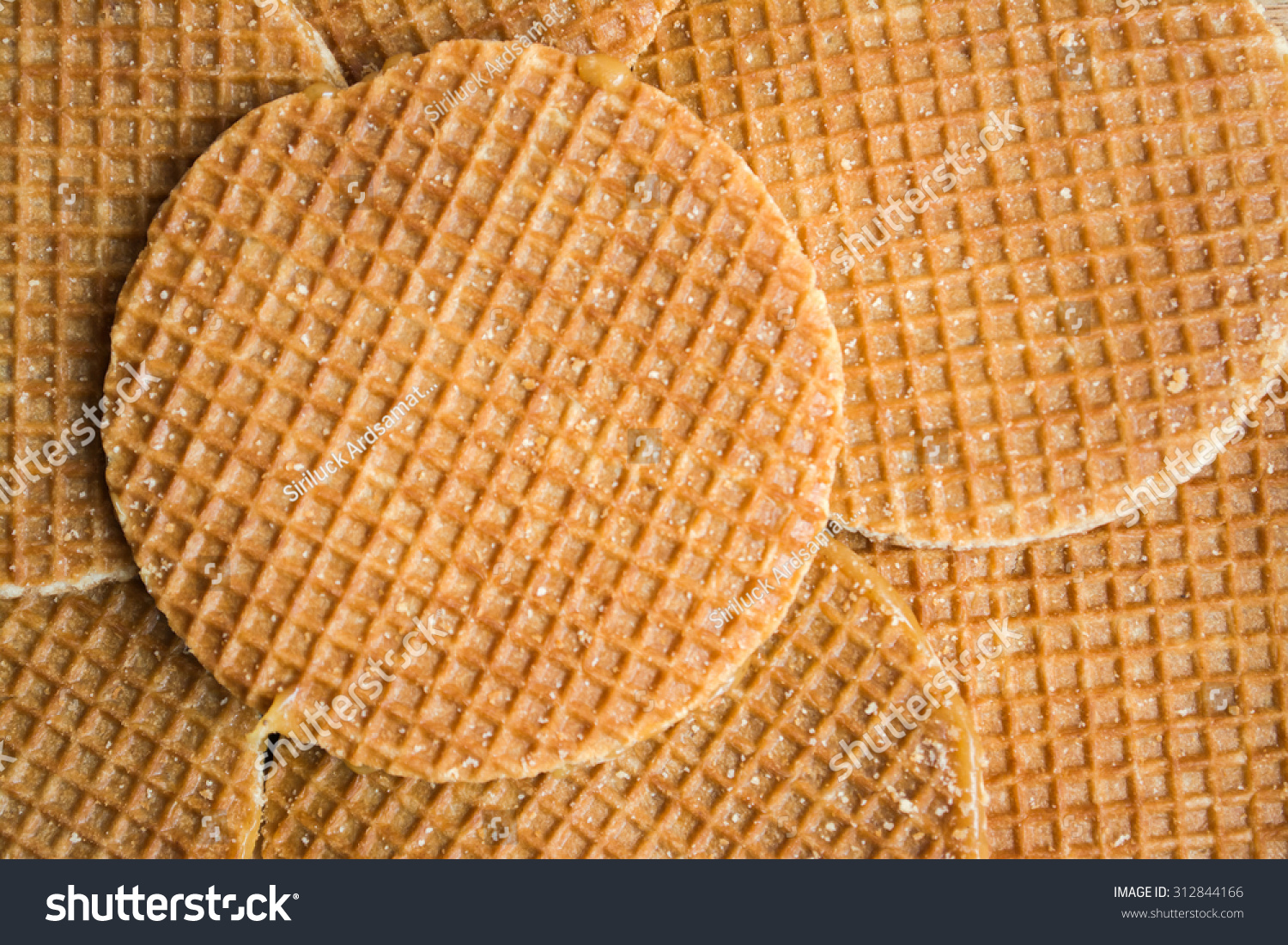 Dutch Stroop Wafel Close Background Stock Photo 312844166 