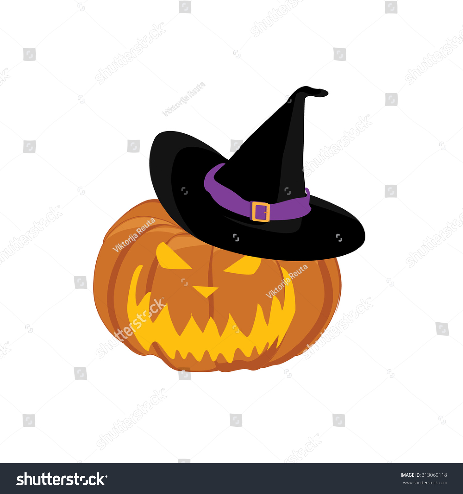 Vector Illustration Halloween Pumpkin Witches Hat Stock Vector Royalty Free 313069118 1437