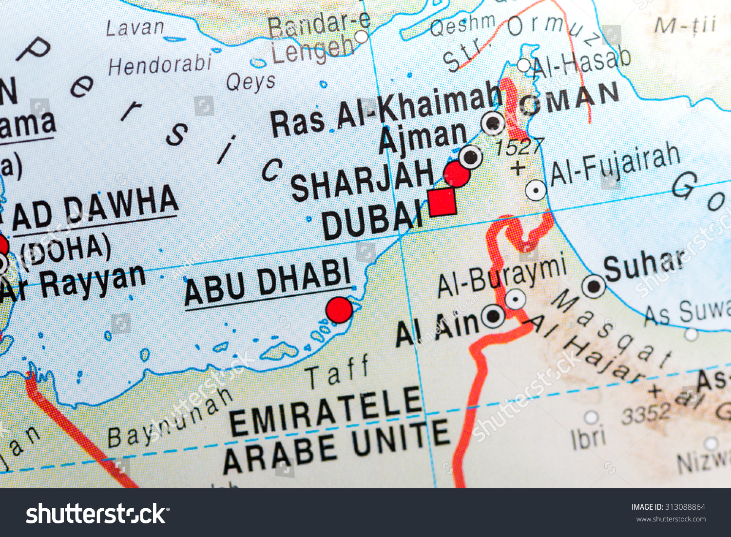 Abu Dhabi And Dubai Map Map View Abu Dhabi Dubai Stock Photo 313088864 | Shutterstock