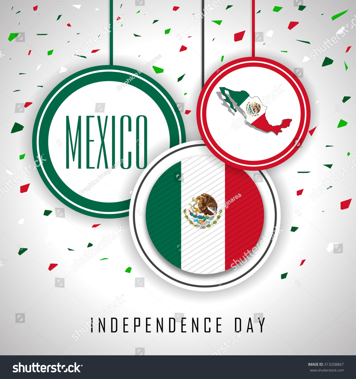 Mexican Independence Day Flag Map Confetti Stock Vector (Royalty Free ...