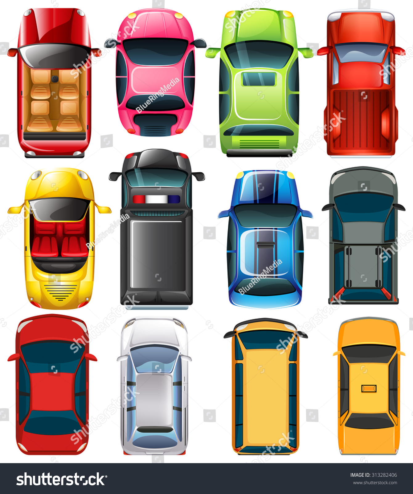 Top View Different Cars Illustration Stock Vector (Royalty Free ...