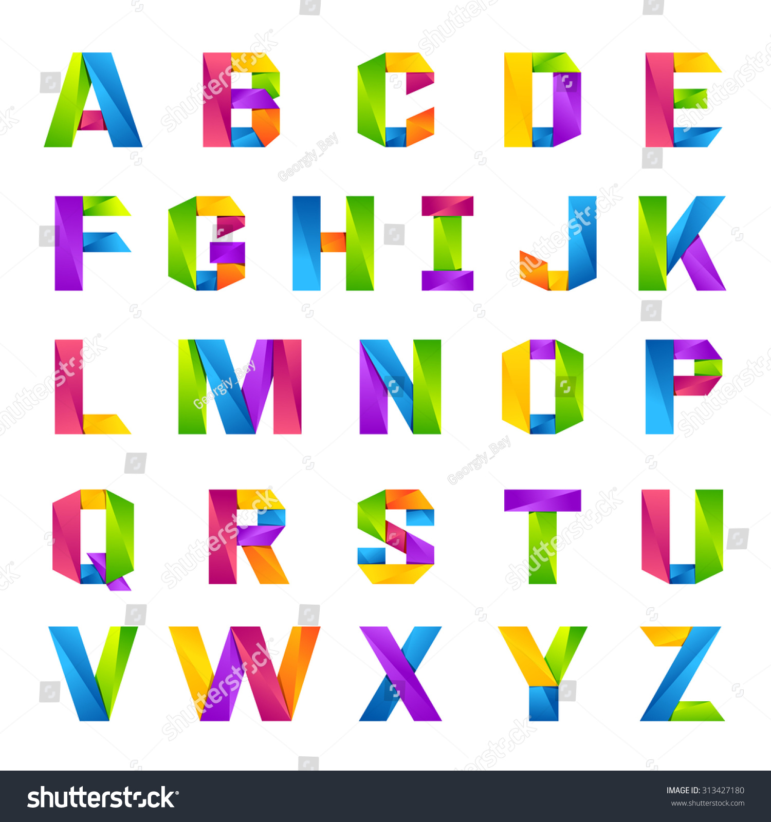 Fun English Alphabet One Line Colorful Stock Vector (Royalty Free ...