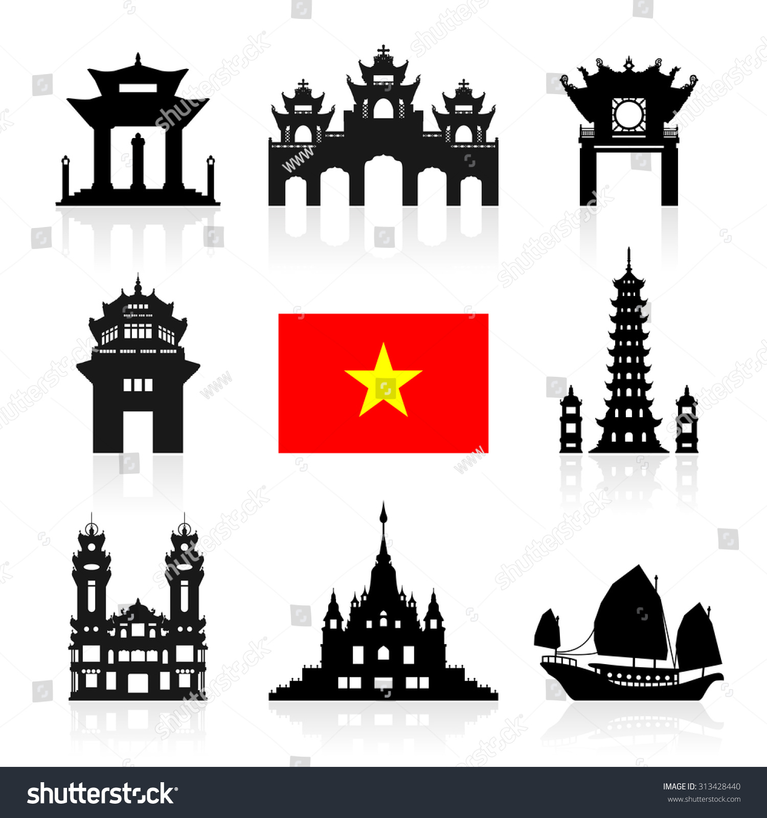 Vietnam Travel Landmarks Vector Illustration Stock Vector (Royalty Free ...