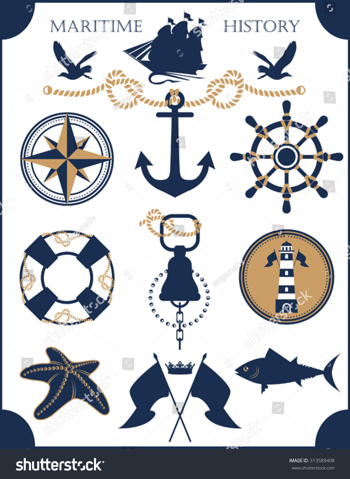 Marine Set Stock Vector Royalty Free 313589408 Shutterstock