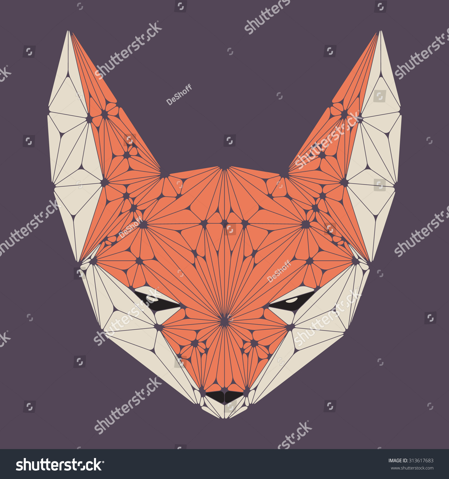 Fox Head Polygon Fox Logo Vector Stock Vector (Royalty Free) 313617683 ...