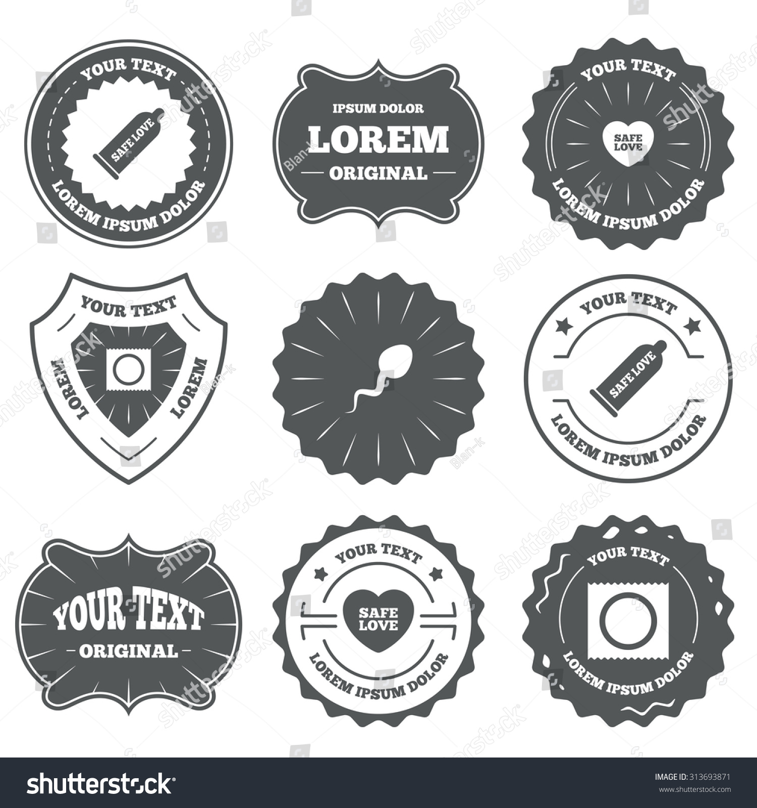 Vintage Emblems Labels Safe Sex Love Stock Vector Royalty Free 313693871 Shutterstock