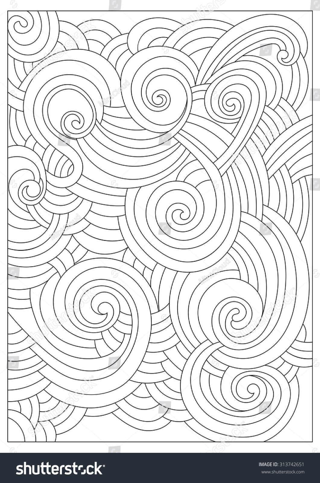 Wavy Design Coloring Book Black White Stock Vector (Royalty Free ...