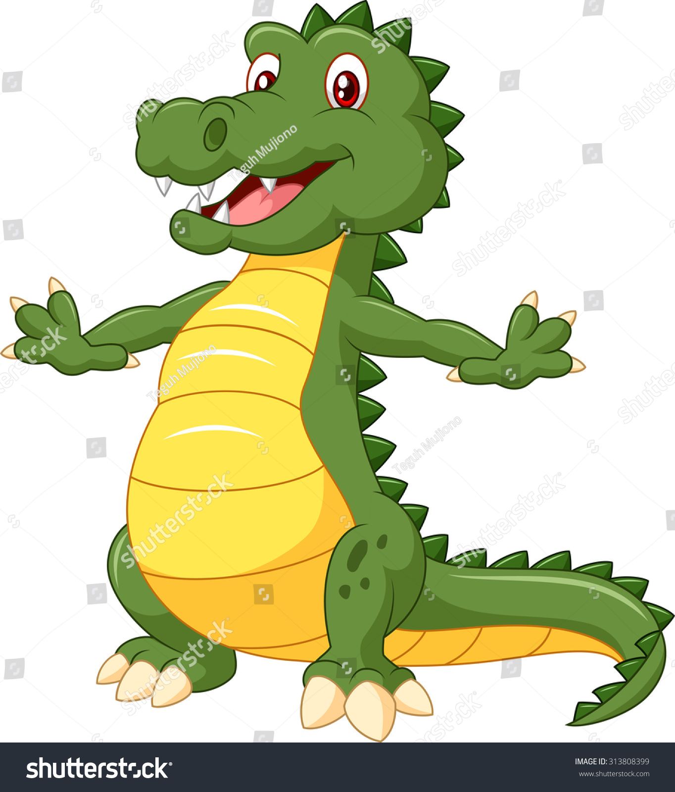 Crocodile Standing Happy Face Vector Illustration Stock Vector (Royalty ...