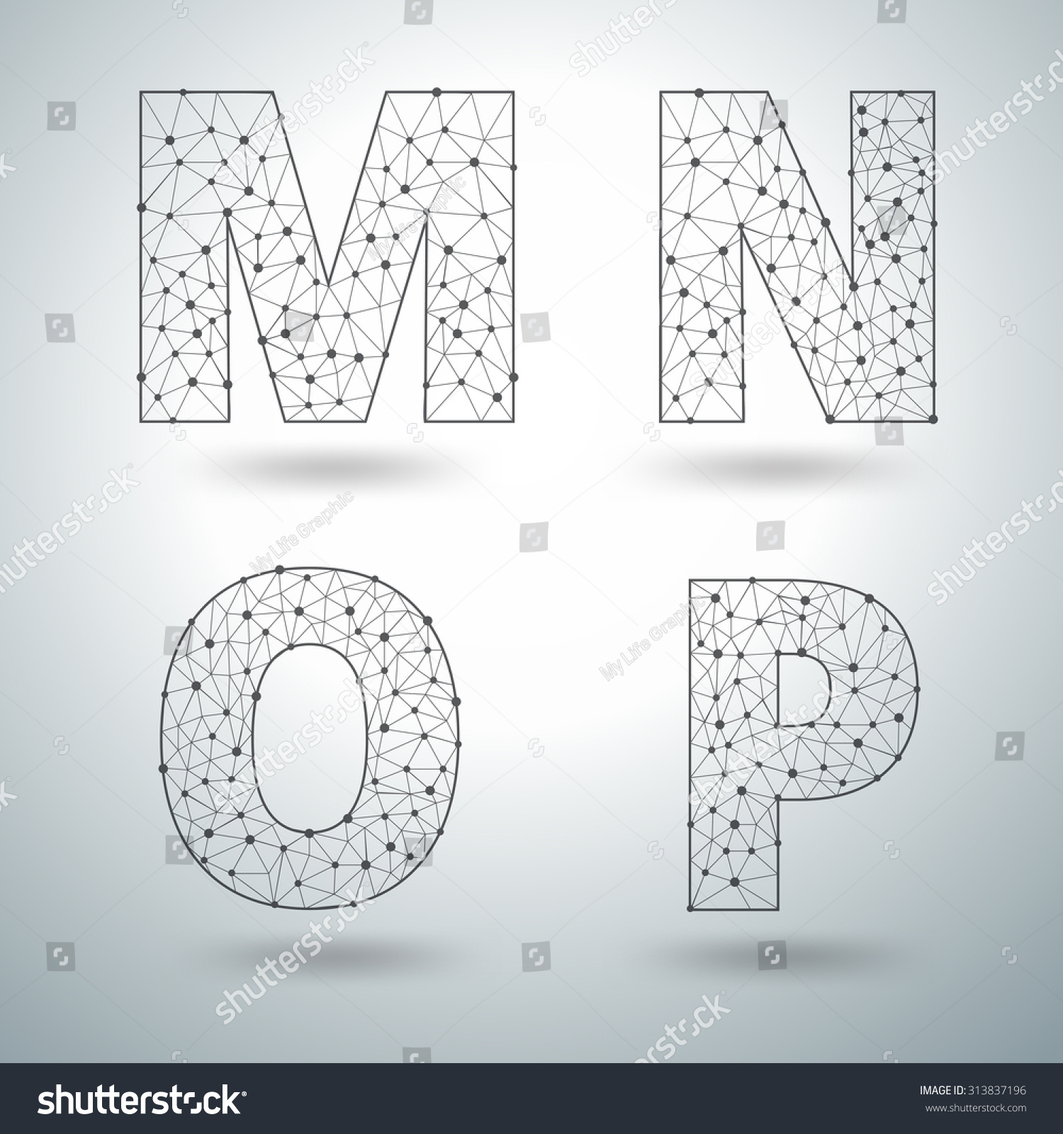 Mesh Stylish Alphabet Letters M N Stock Vector (Royalty Free) 313837196 ...