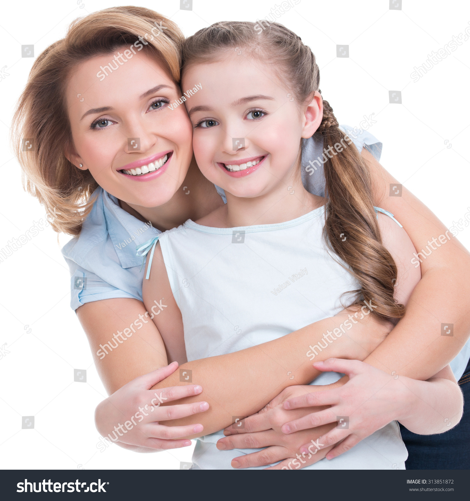 Closeup Portrait Happy White Mother Young Stock Photo 313851872