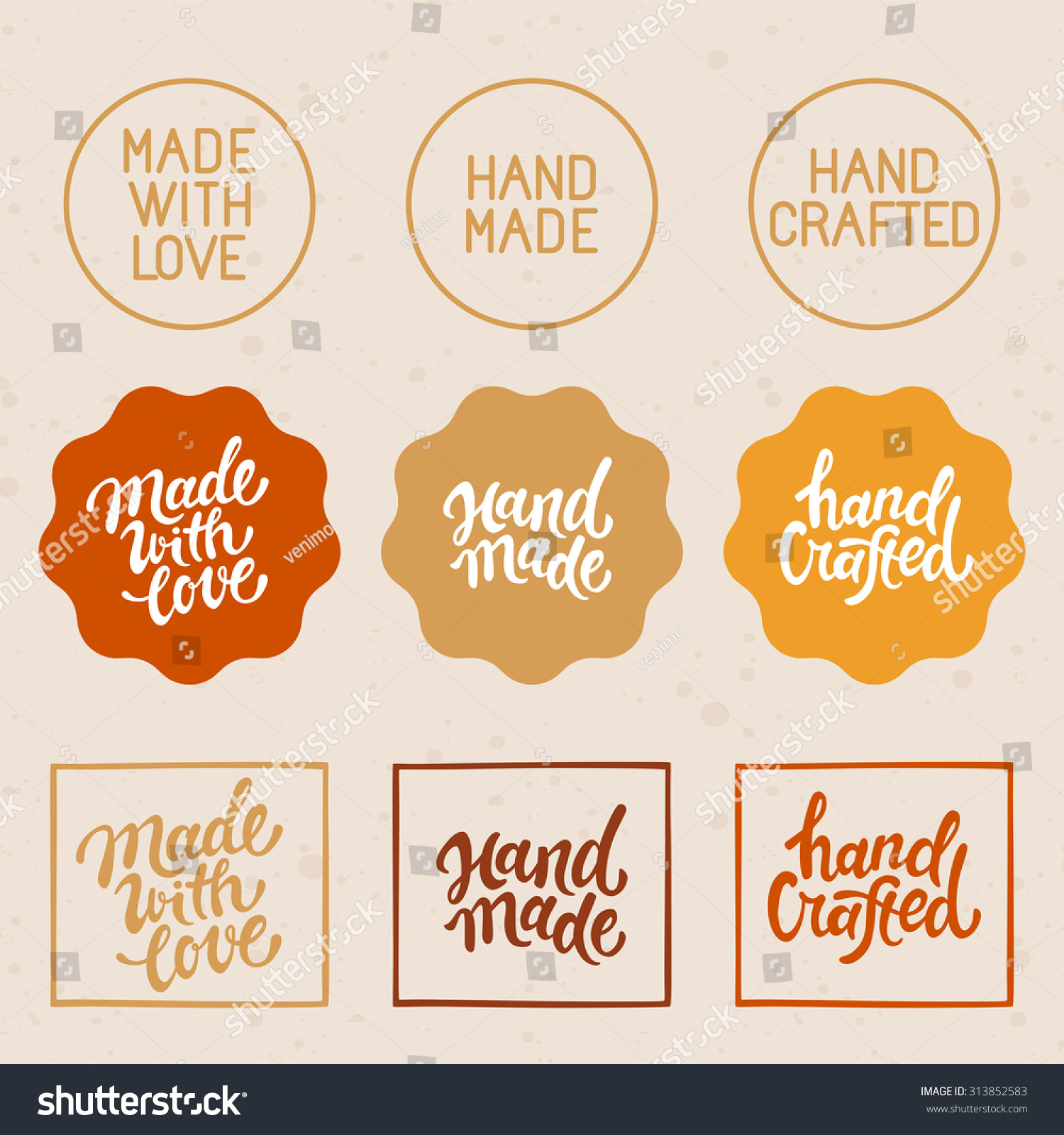 Vector Set Design Elements Badges Handmade Stock Vector (Royalty Free ...