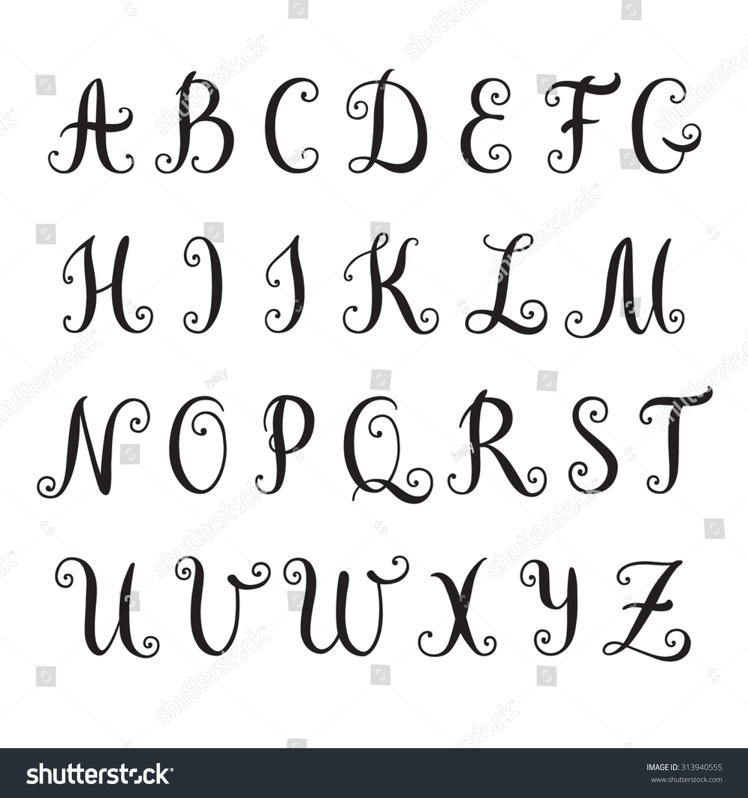 Hand Drawn Alphabet Vector Illustration Brush Stock Vector (Royalty ...