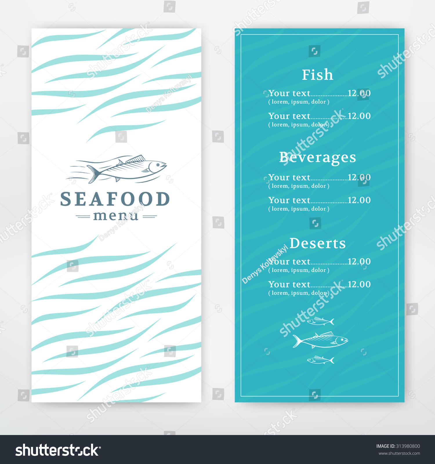 Seafood Menu Design Restaurant Cafe Vector Stock Vector (Royalty Free ...