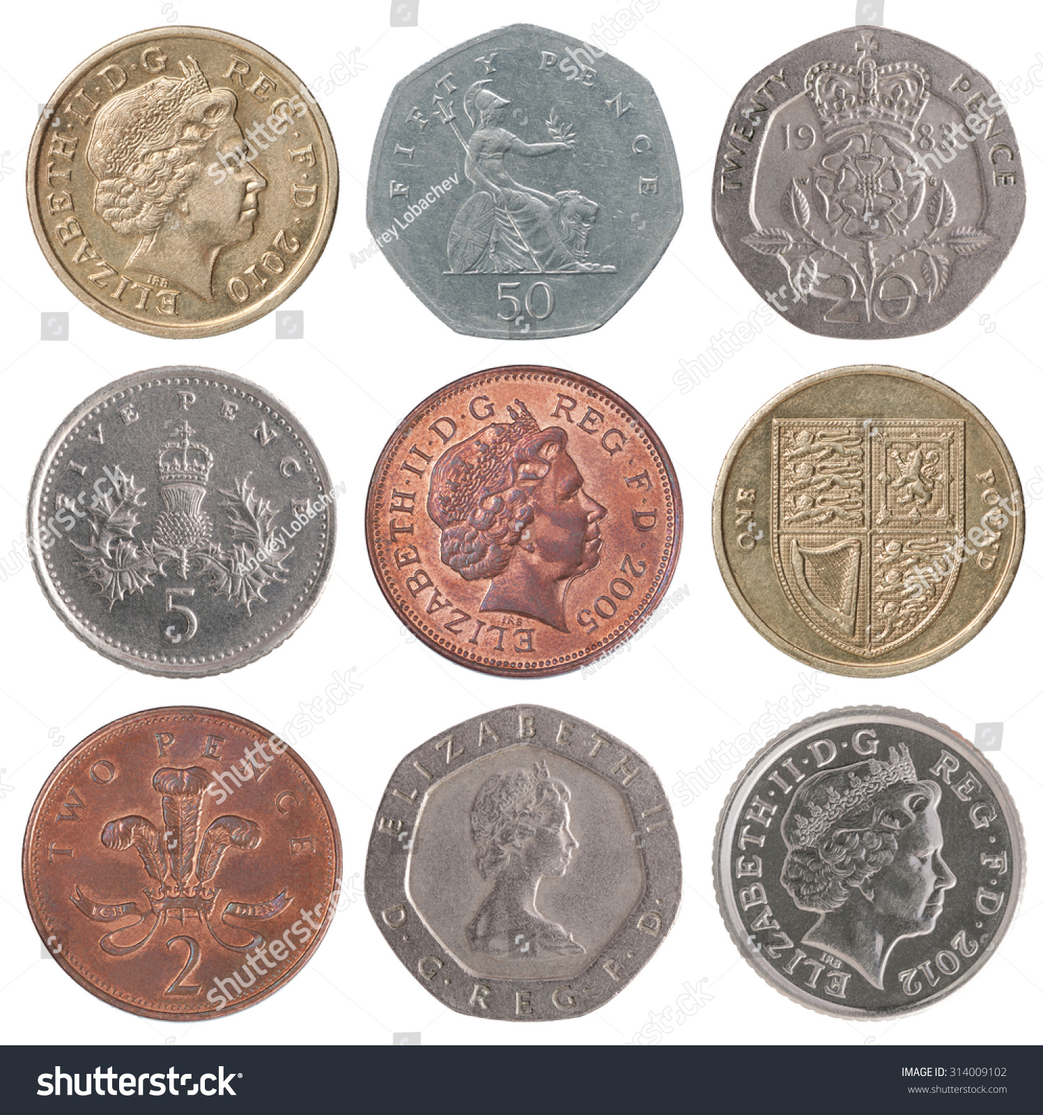 Set British Coins On White Background Stock Photo 314009102 | Shutterstock