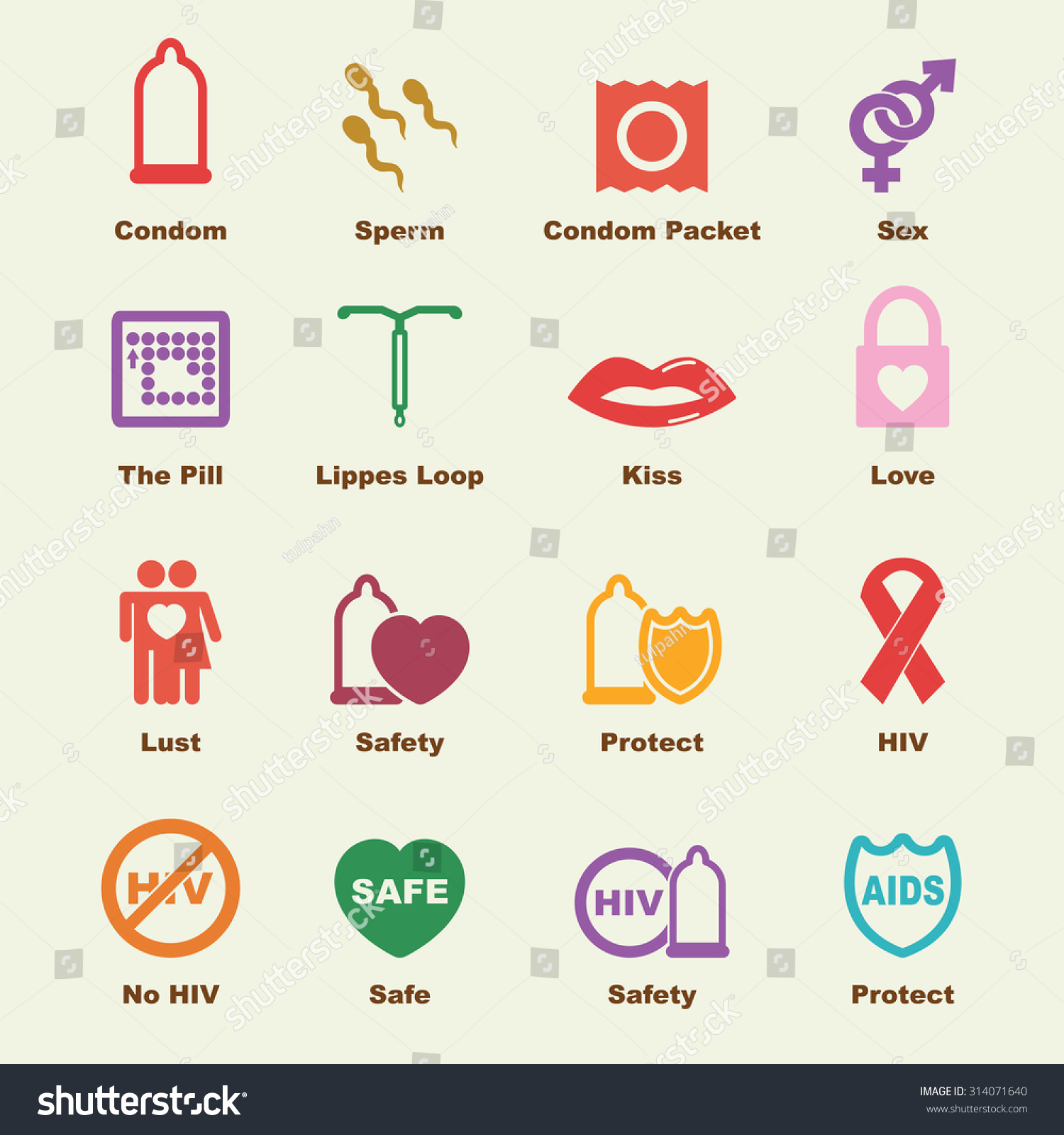 Safe Sex Elements Vector Infographic Icons Stock Vector Royalty Free