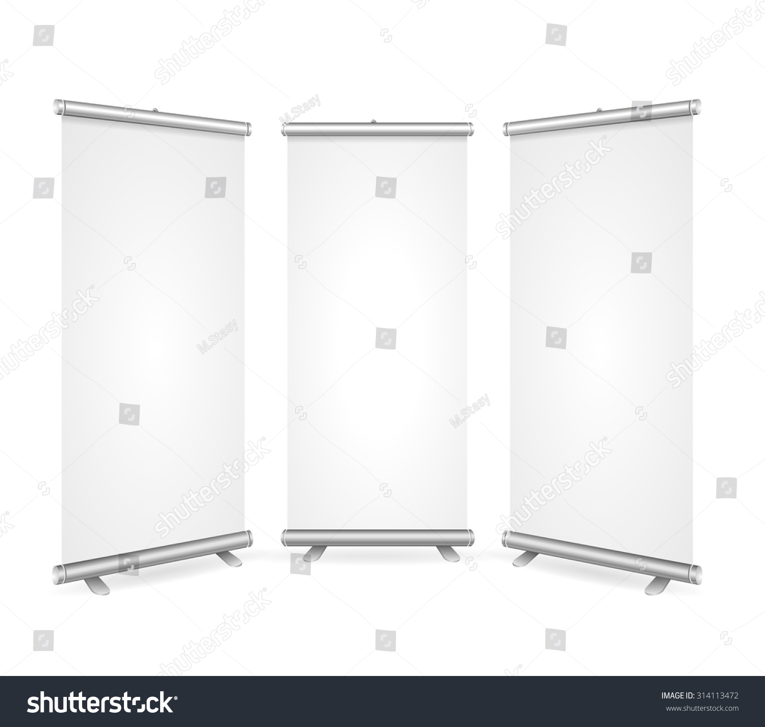 Blank Roll Banner 3 Display View Stock Vector (Royalty Free) 314113472 ...