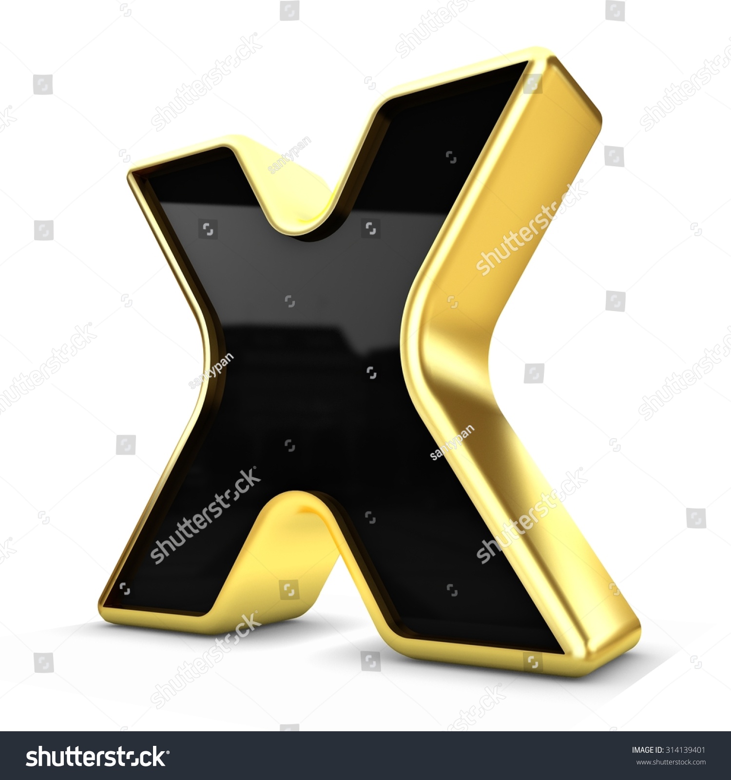 D Gold Black Metal Letter X Stock Illustration Shutterstock