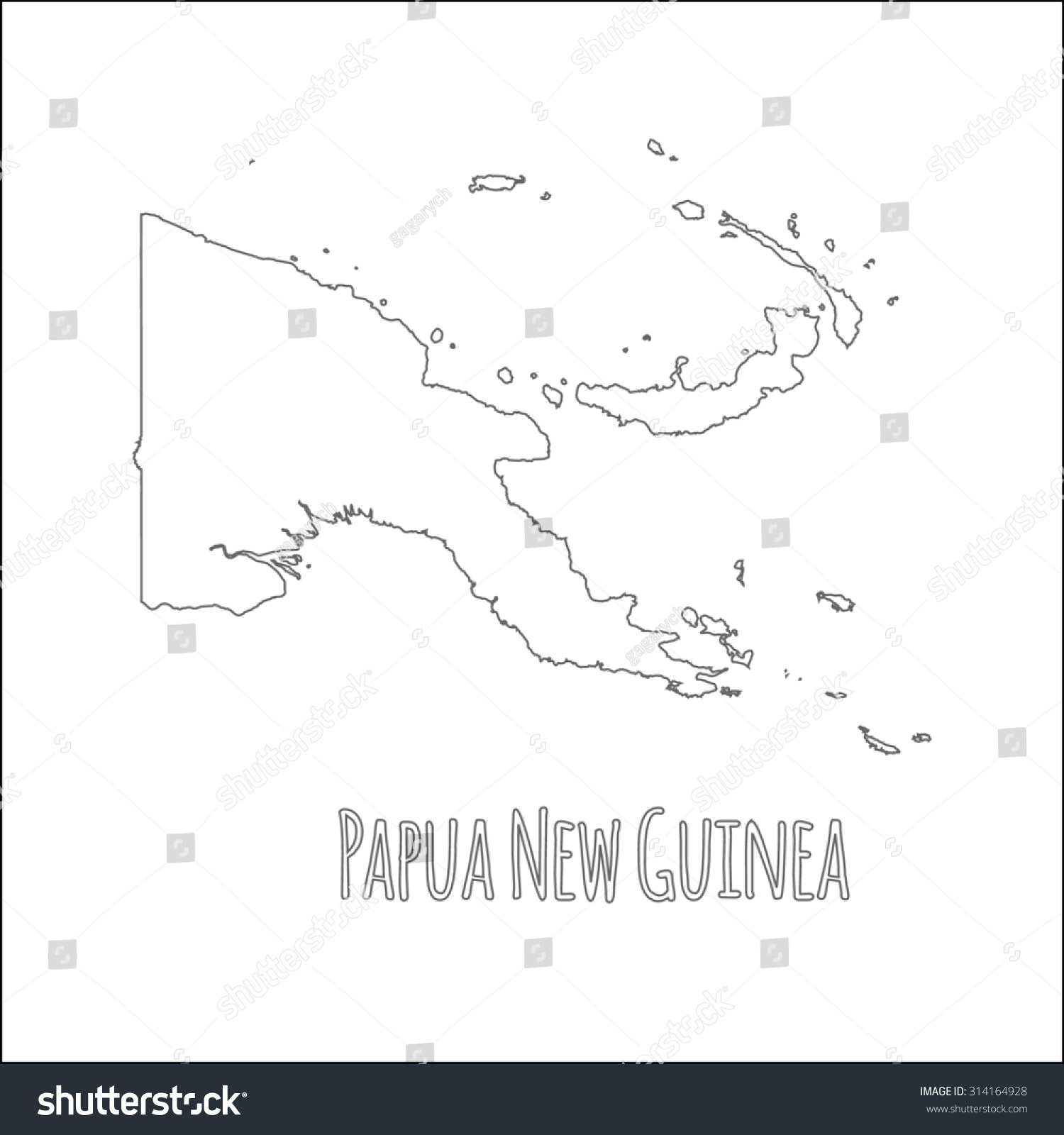 Outline Vector Map Papua New Guinea Stock Vector Royalty Free