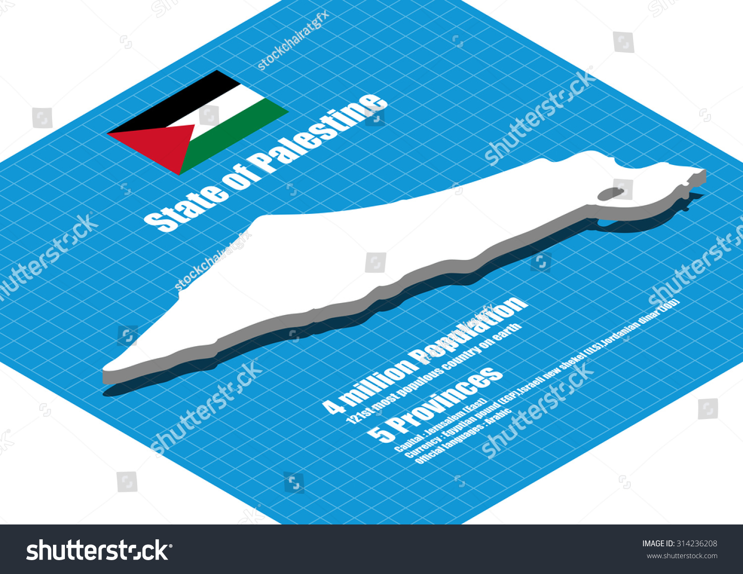 4 439 Palestine Map Images Stock Photos Vectors Shutterstock   Stock Vector Palestine Map Vector Three Dimensional 314236208 