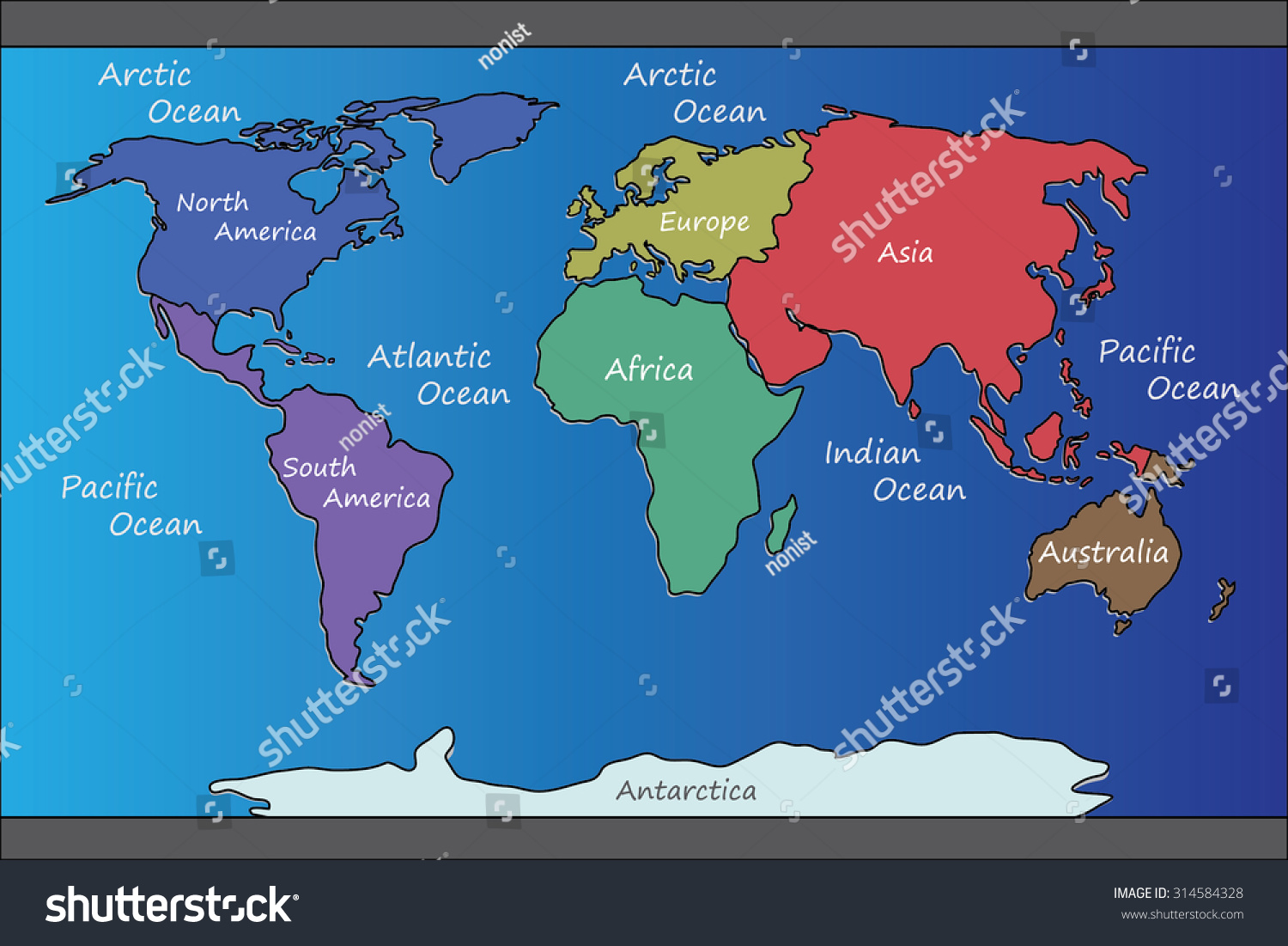 Continents World Illustration Stock Vector (Royalty Free) 314584328 ...