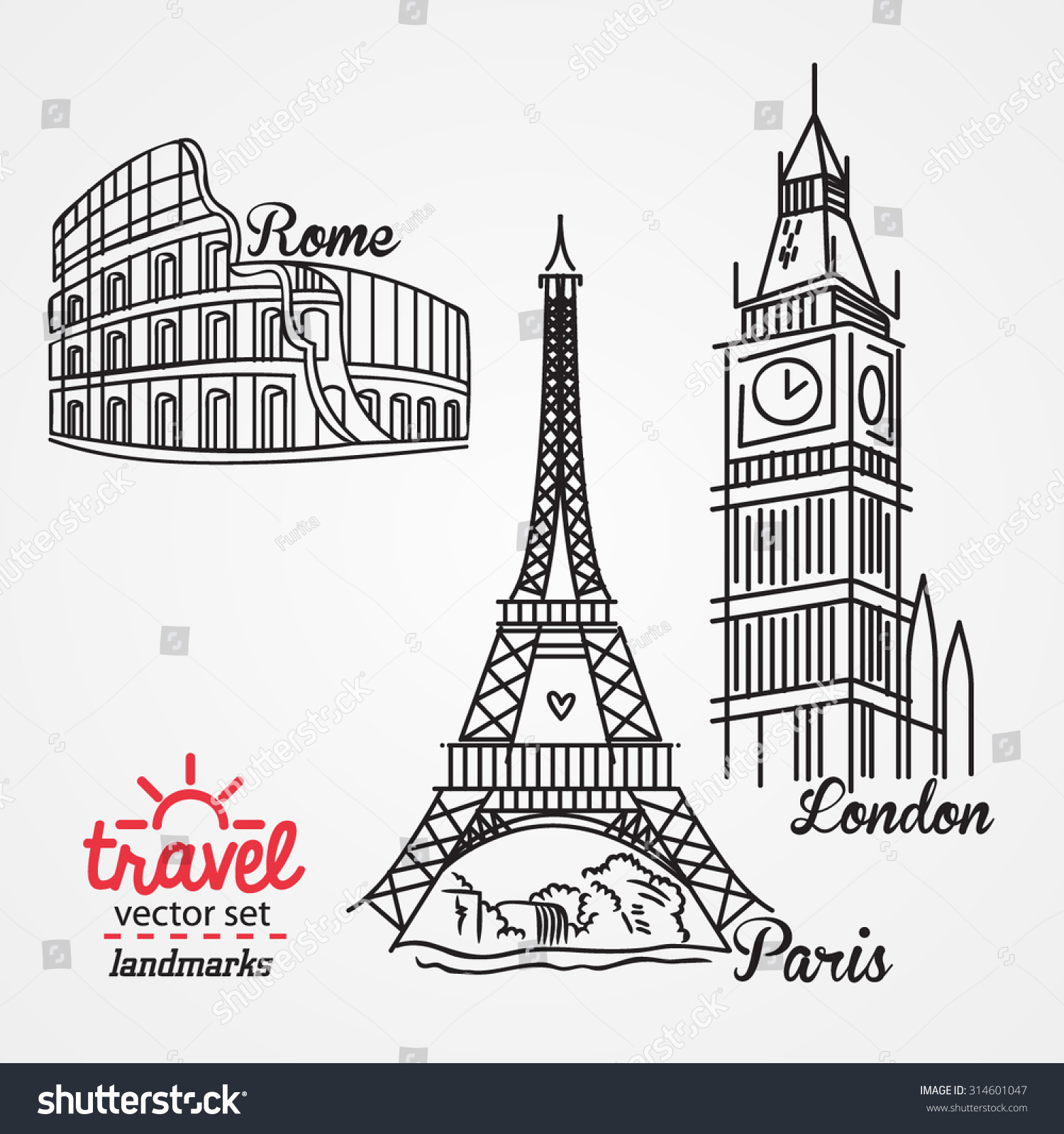 Нарисованные рисунки Париж Лондон