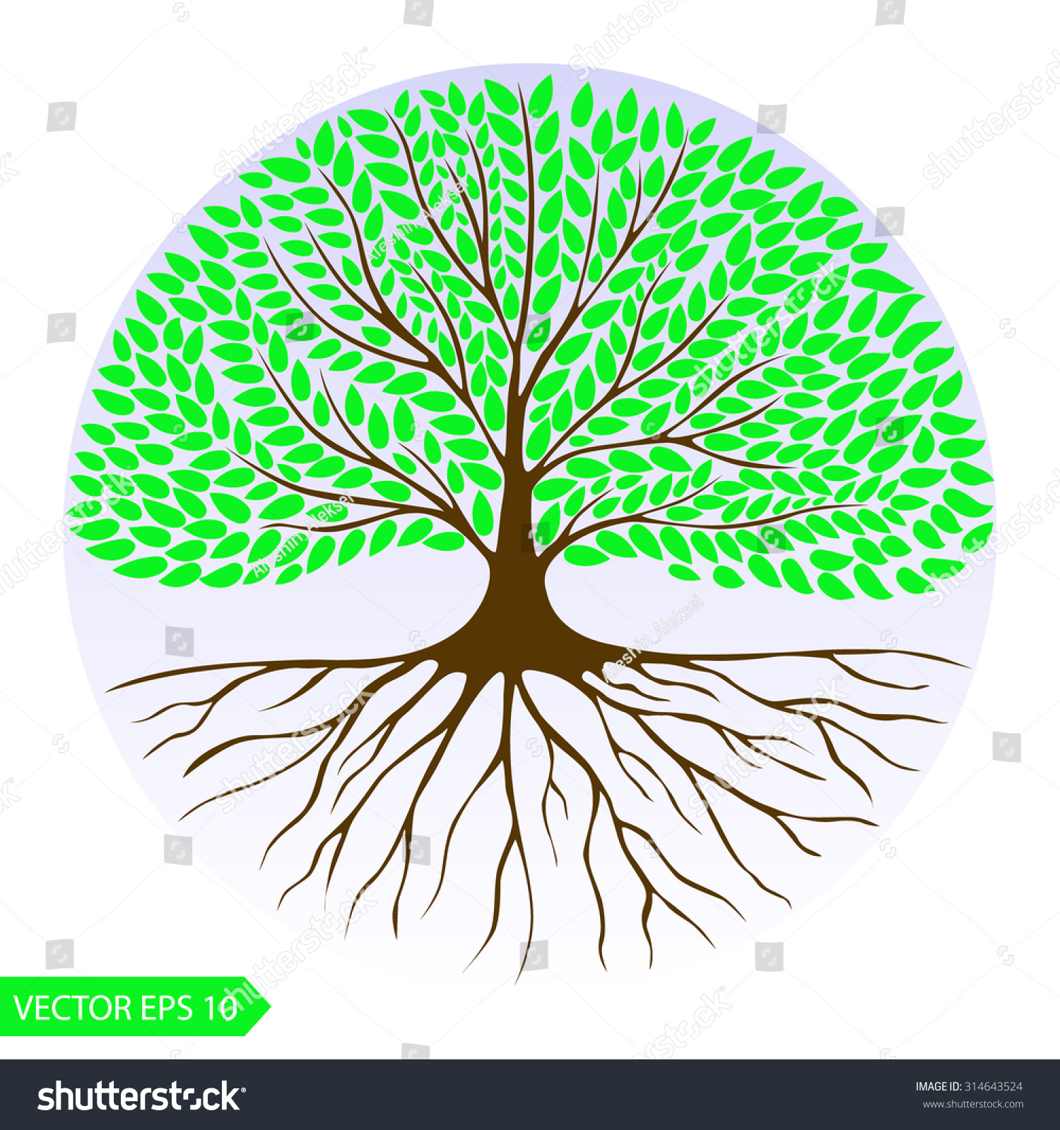 Круглый логотип дерева с корнями