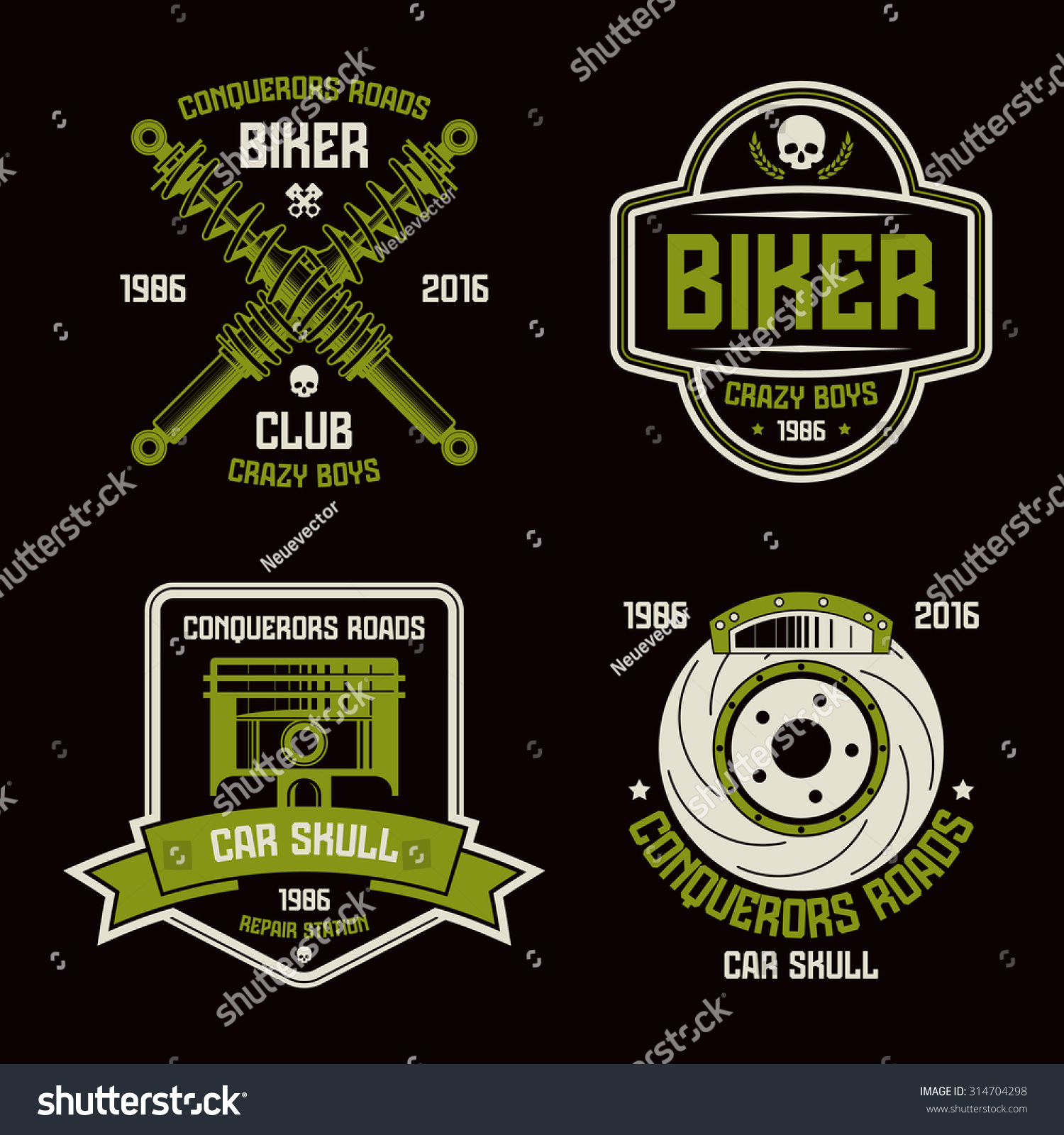 Car Repair Biker Club Emblems Graphic Stock Vector (Royalty Free ...