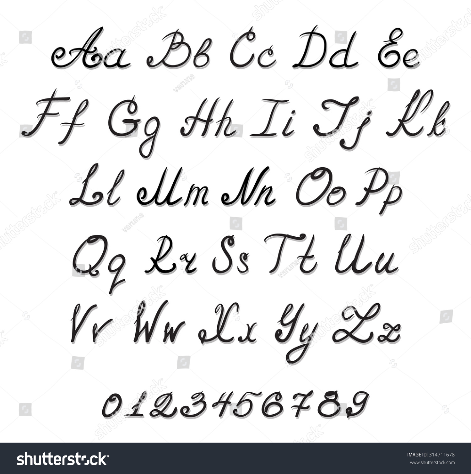 Alphabet Handwriting Fonts Vector De Stock Libre De Regalías 314711678 Shutterstock 5565