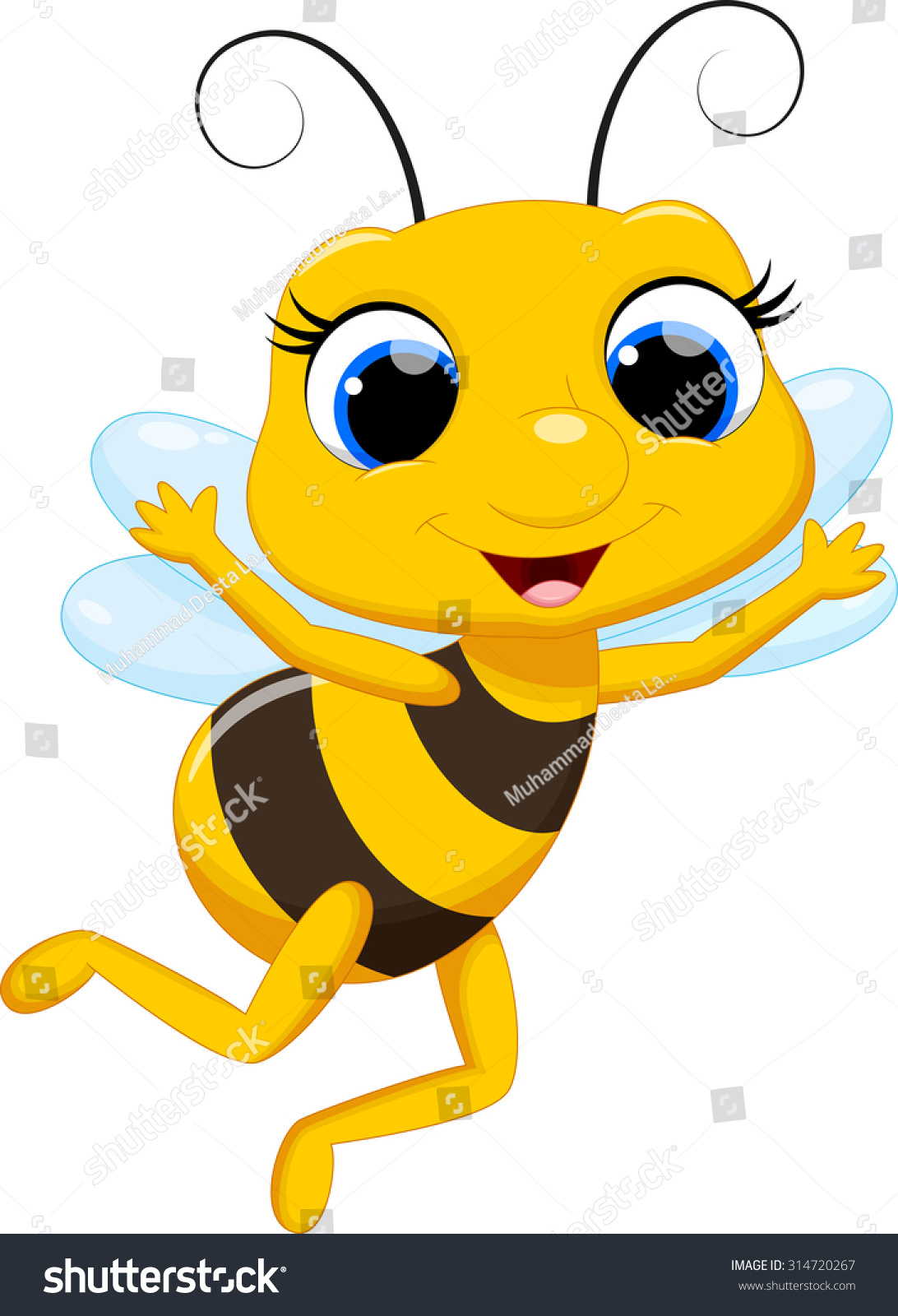 Cute Queen Bee Cartoon: стоковая иллюстрация, 314720267.