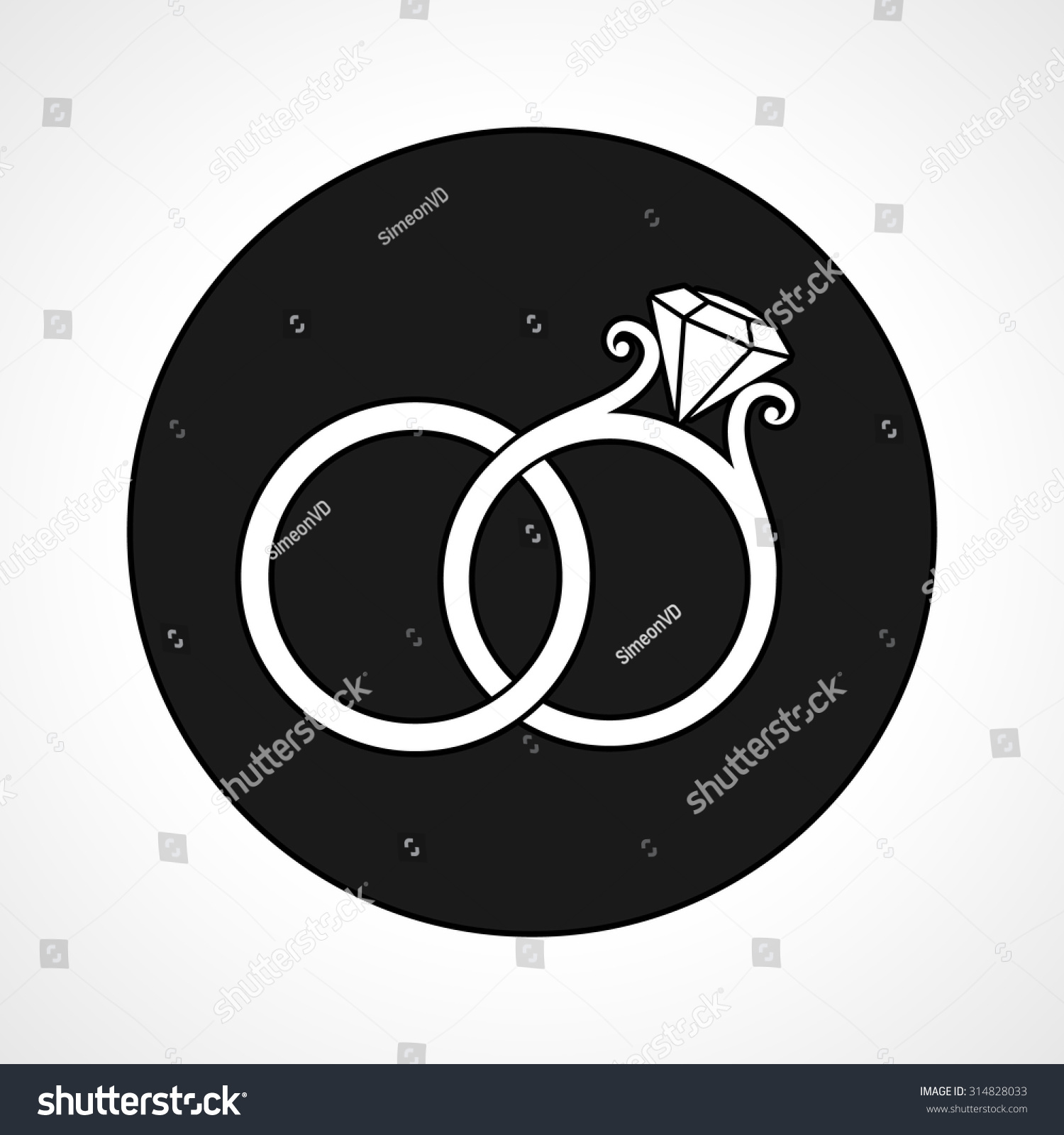 Wedding Rings Circle Icon On White Stock Vector (Royalty Free ...