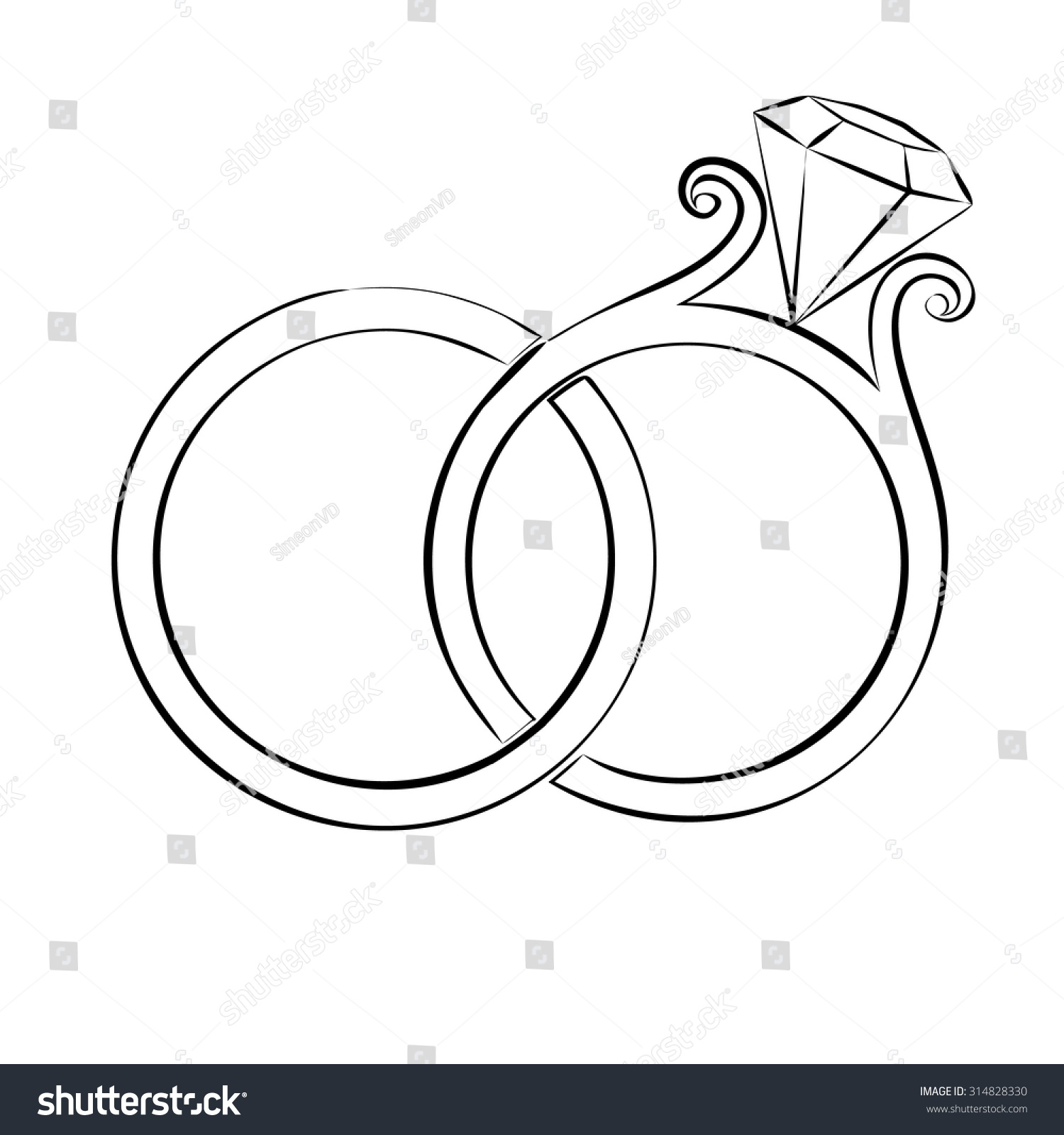 Wedding Rings Symbol Vector Skech Black Stock Vector (Royalty Free ...