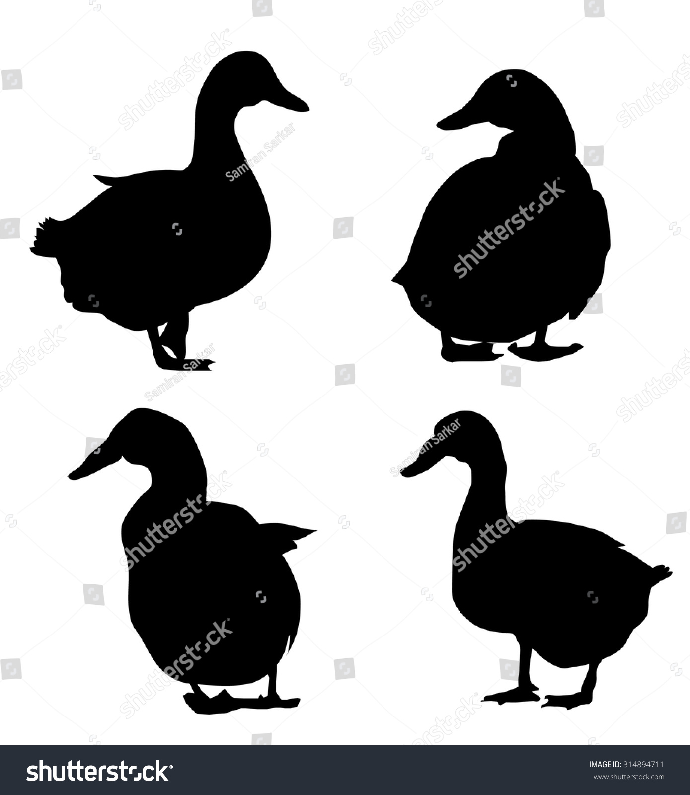 Ducks Silhouette Set Stock Vector (Royalty Free) 314894711 | Shutterstock