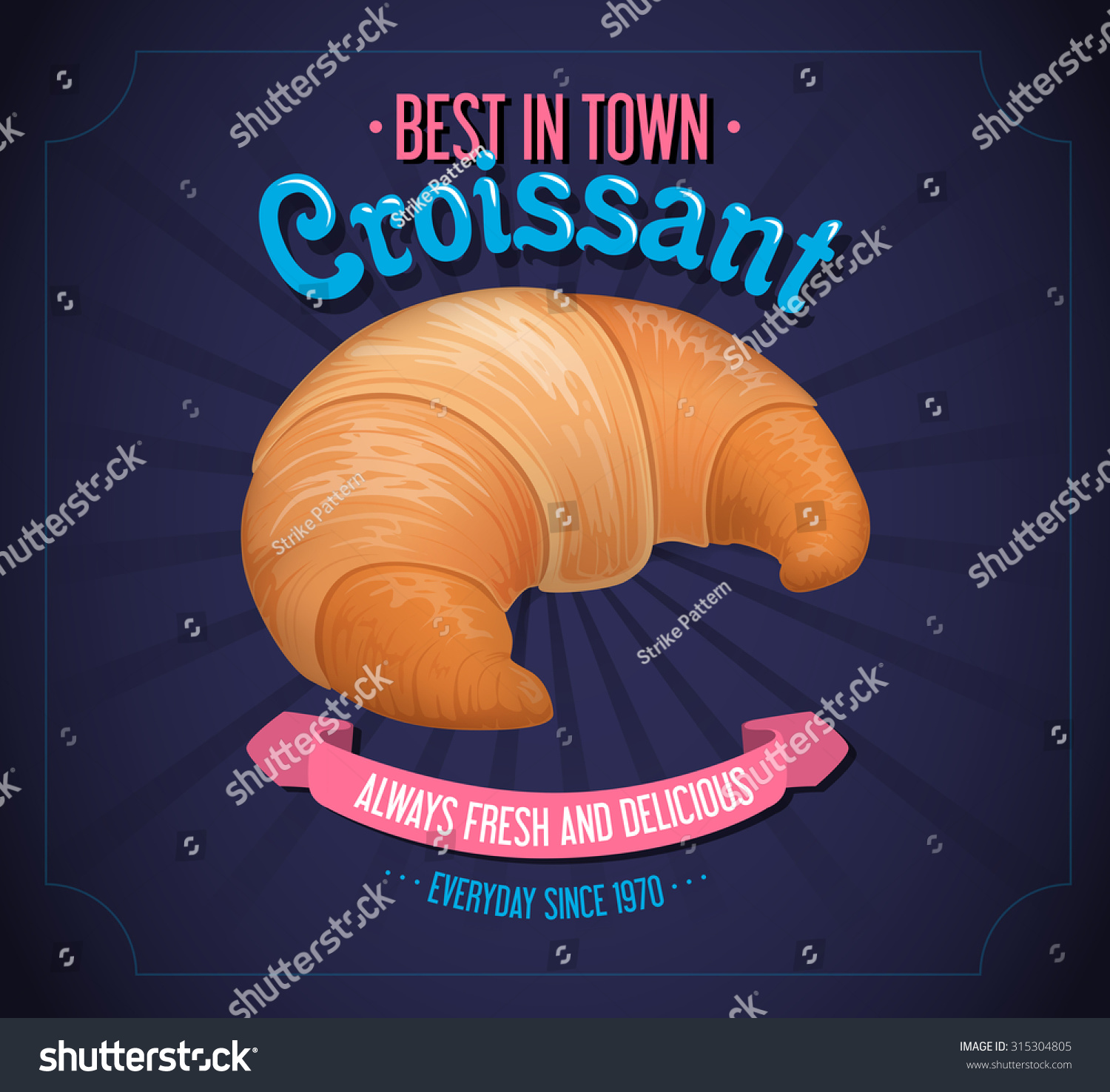 Vintage Croissant Poster Illustration Stock Vector (royalty Free 