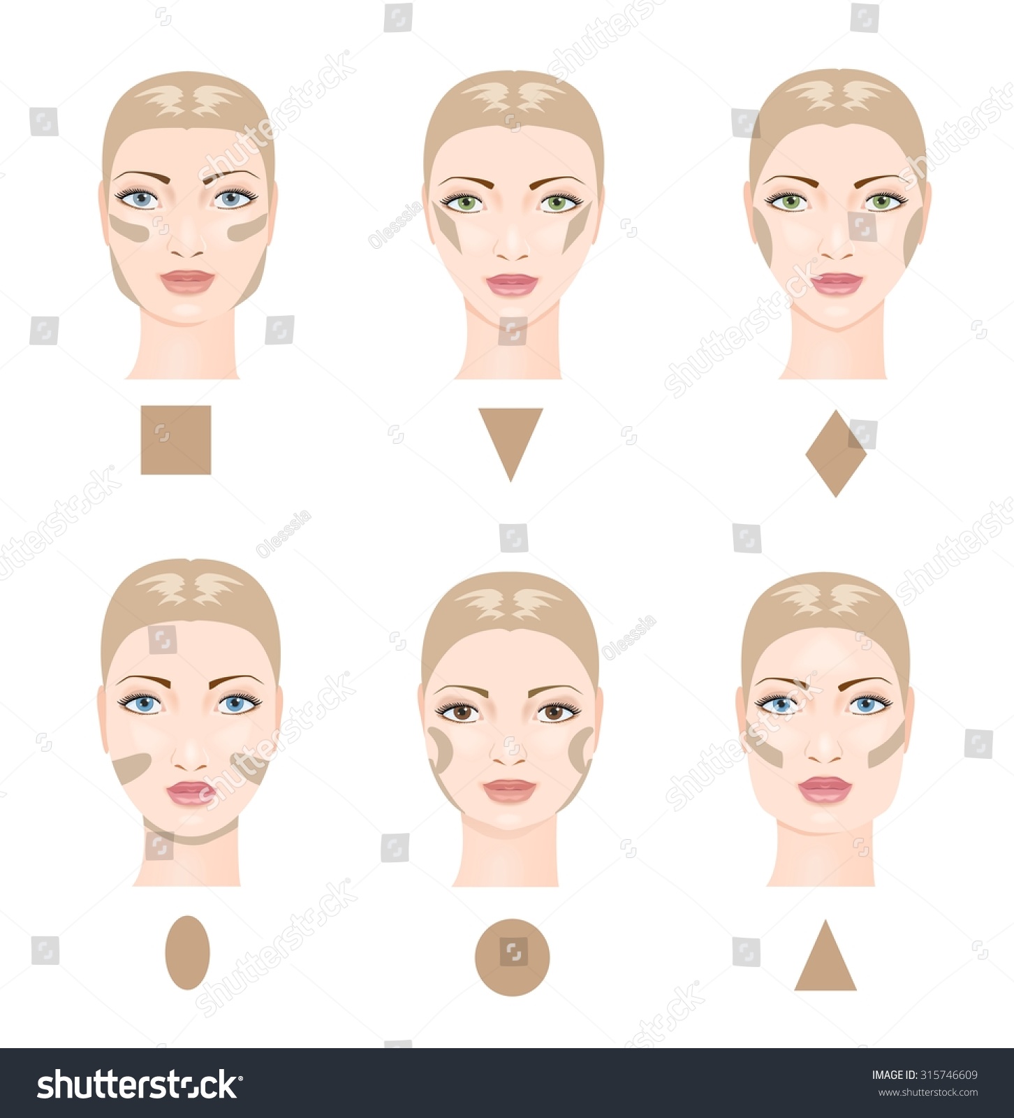 How Contour Face Six Face Shapes Stock Vector (royalty Free) 315746609 