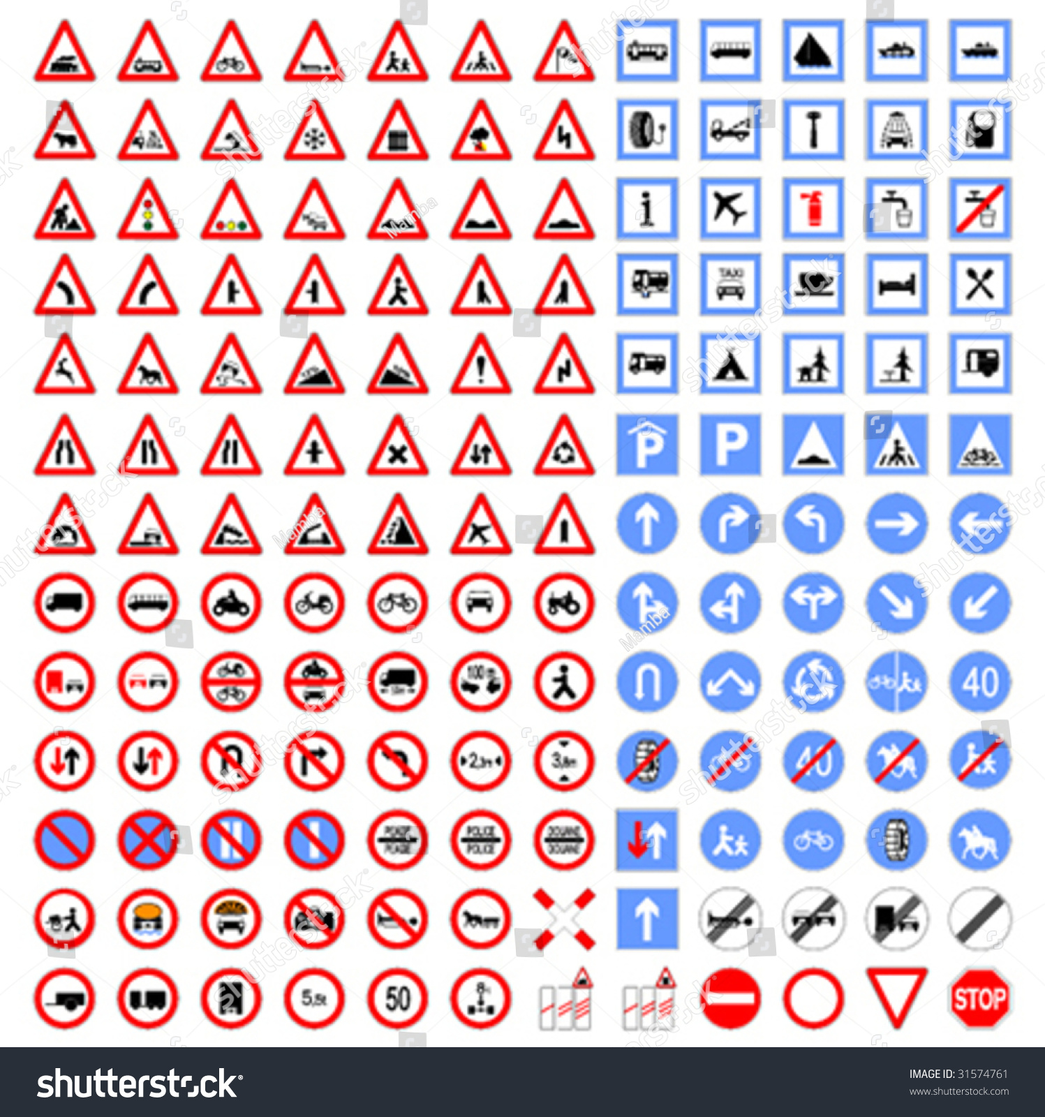 Big Collection Traffic Signs Stock Vector (Royalty Free) 31574761 ...