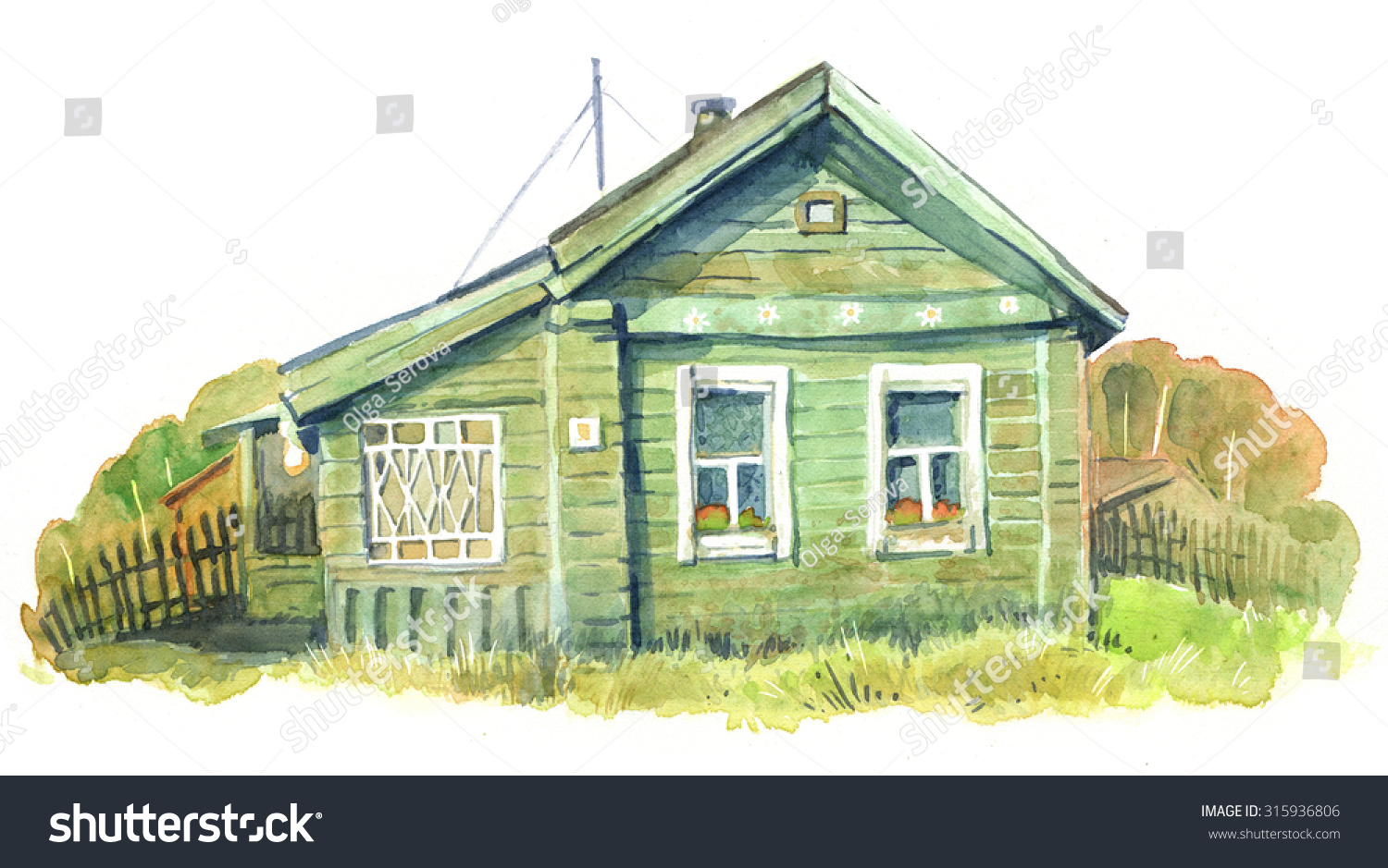 Деревенский домик иллюстрация