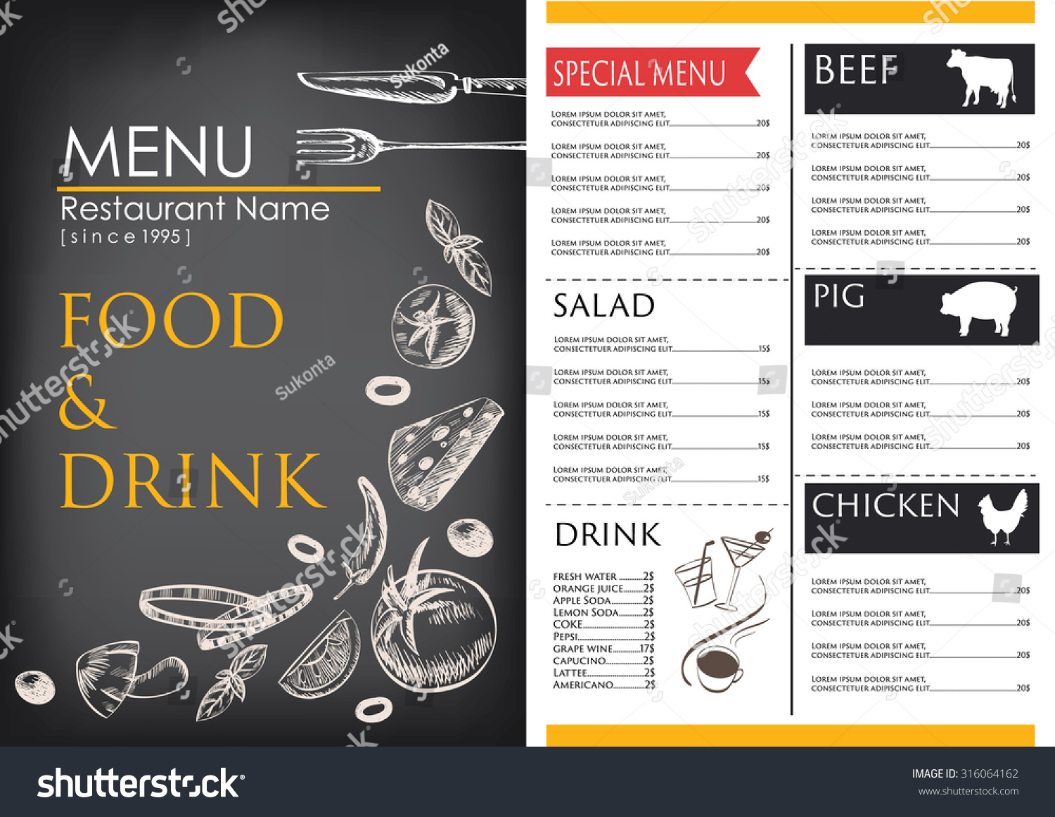 Food Drink Menu Restaurant Cafe Brochure Stock Vector (Royalty Free ...