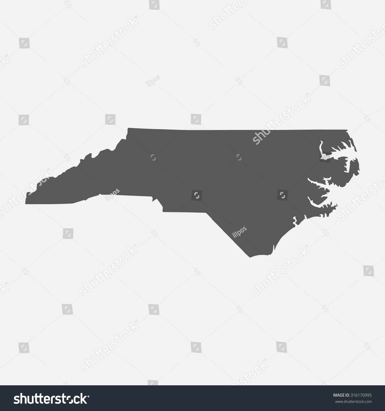 North Carolina Grey State Border Map Stock Vector (Royalty Free ...