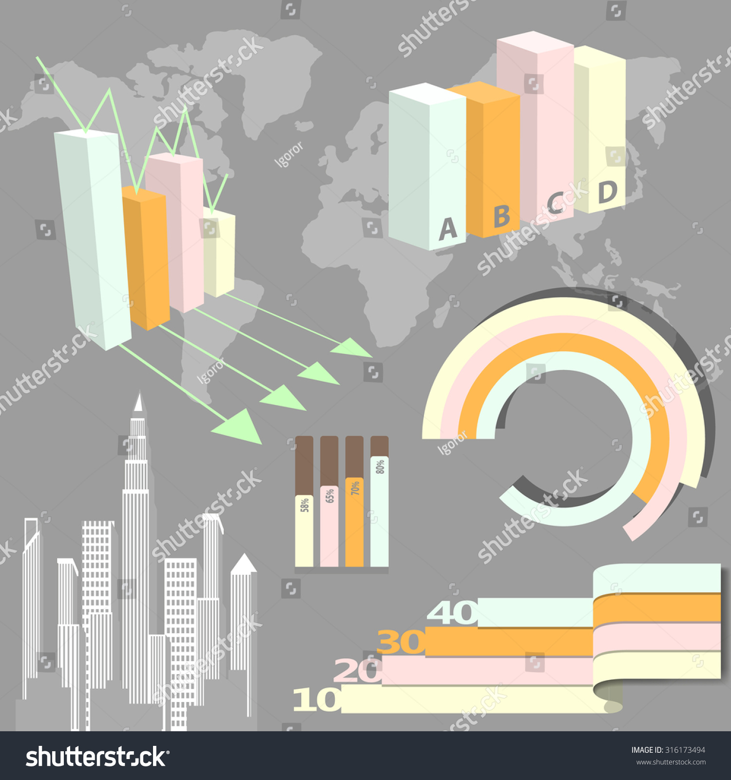 Great Infographics Charts Tables Infographic Templates Stock Vector