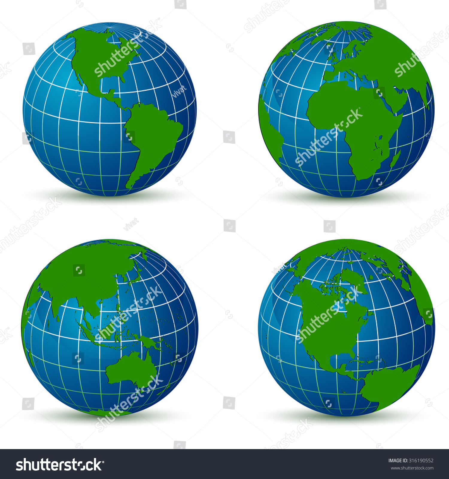 Earth Different Angles Map Shadow Stock Vector (Royalty Free) 316190552 ...