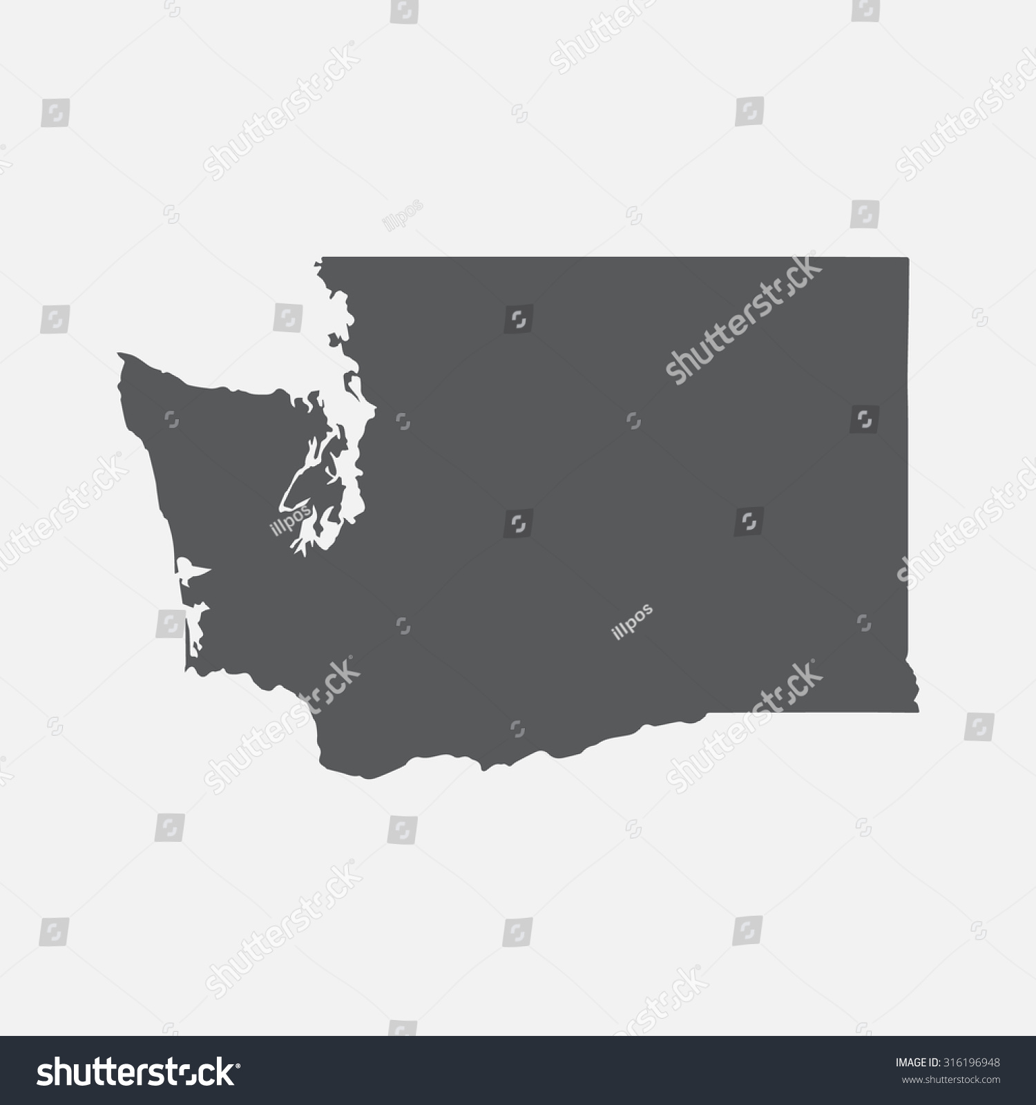 Washington State Border Map Stock Vector (Royalty Free) 316196948 ...