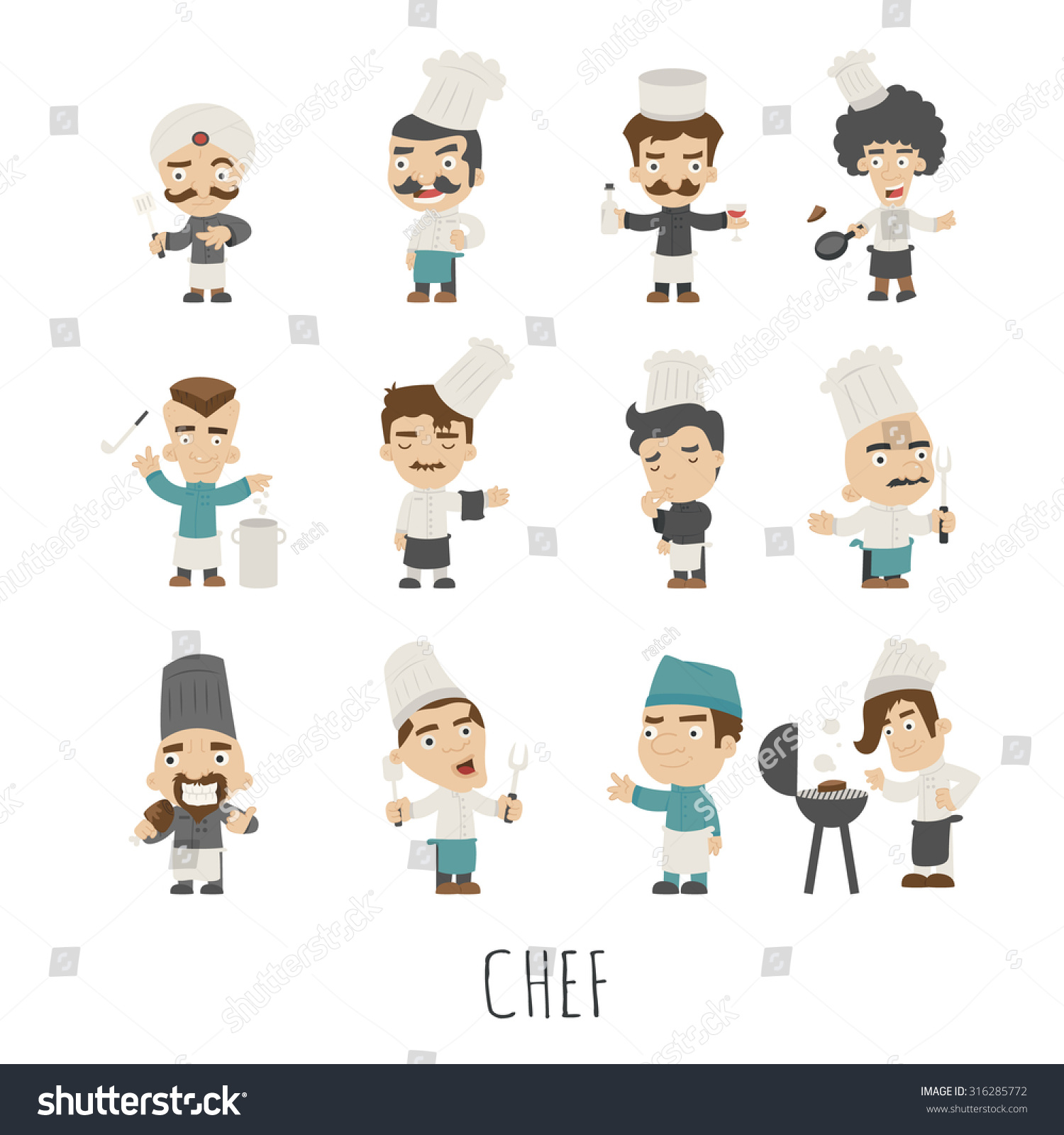 Set Chef Costume Characters Eps10 Vector Stock Vector (Royalty Free ...