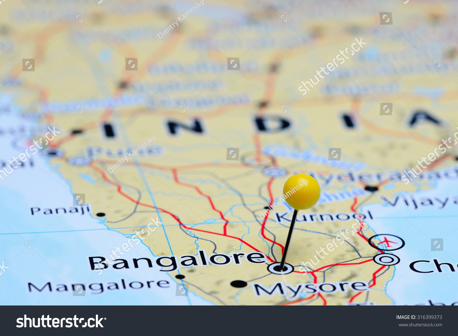 Stock Photo Bangalore Pinned On A Map Of Asia 316399373 