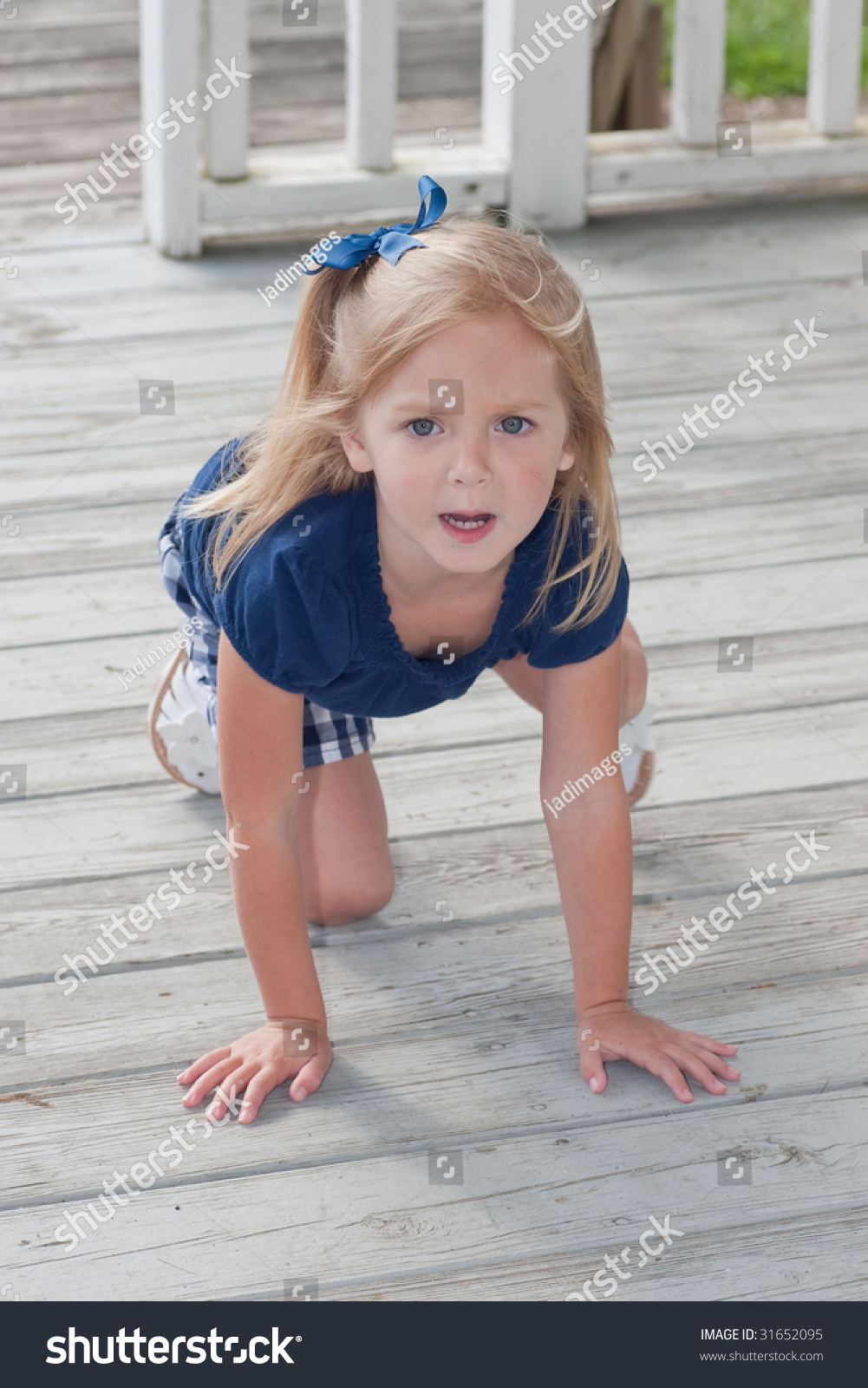 Cute Little Girl Wearing Blue Dress Stock Photo 134286479