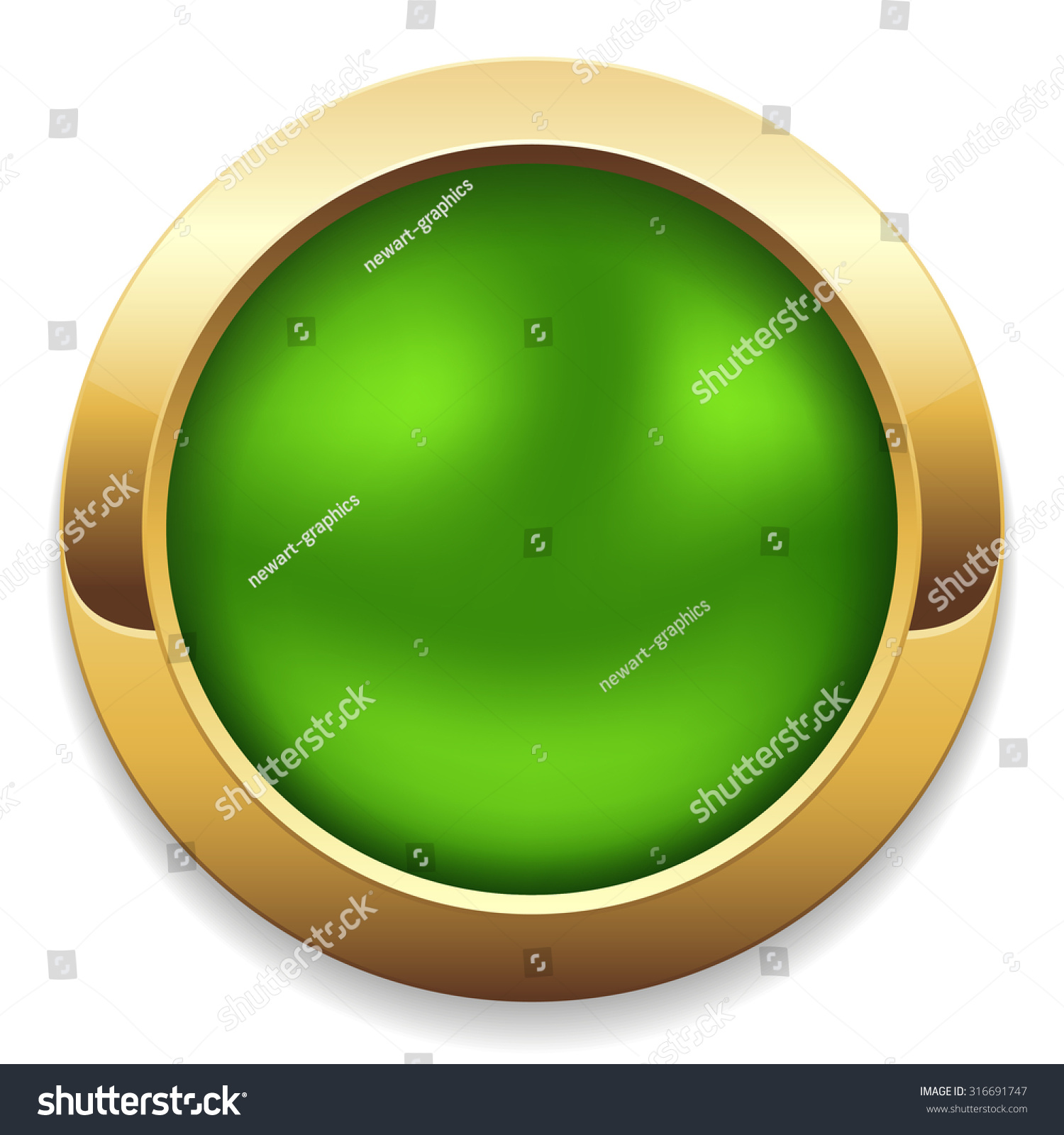 Round Green Button Gold Border On Stock Vector Royalty Free Shutterstock